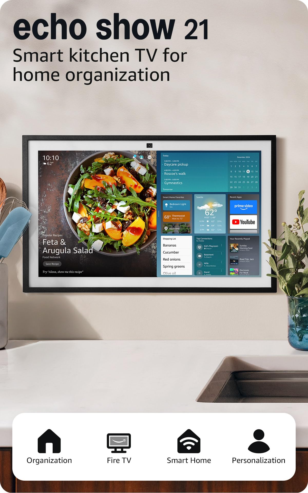 Amazon Echo Show 15  , Full HD 15.6" kitchen hub for home organiz by Amazon - Angle View 10