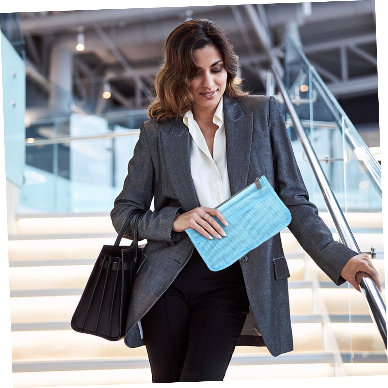 FRCOLOR 3-pack portable multi-functional cosmetic case with double zippers, multiple pockets, foldable design for toiletries and travel.