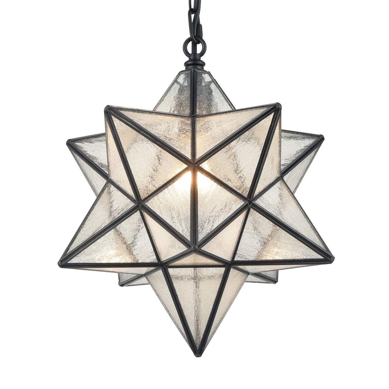 CLAXY 14" Moravian Star Pendant Light Seeded Glass Star Lights - View 1