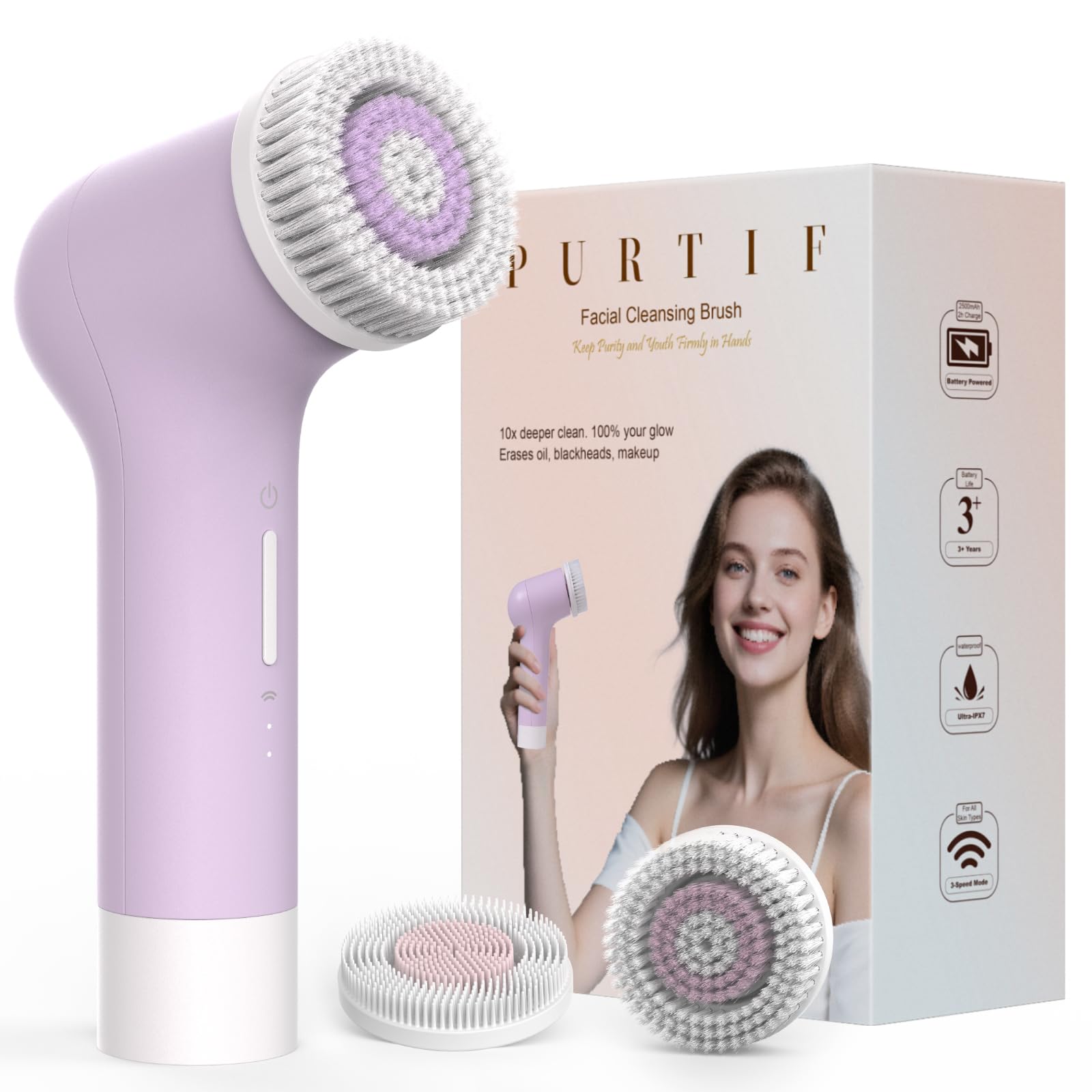 PURTIF Electric Facial Cleansing Brush – Dual-Ring