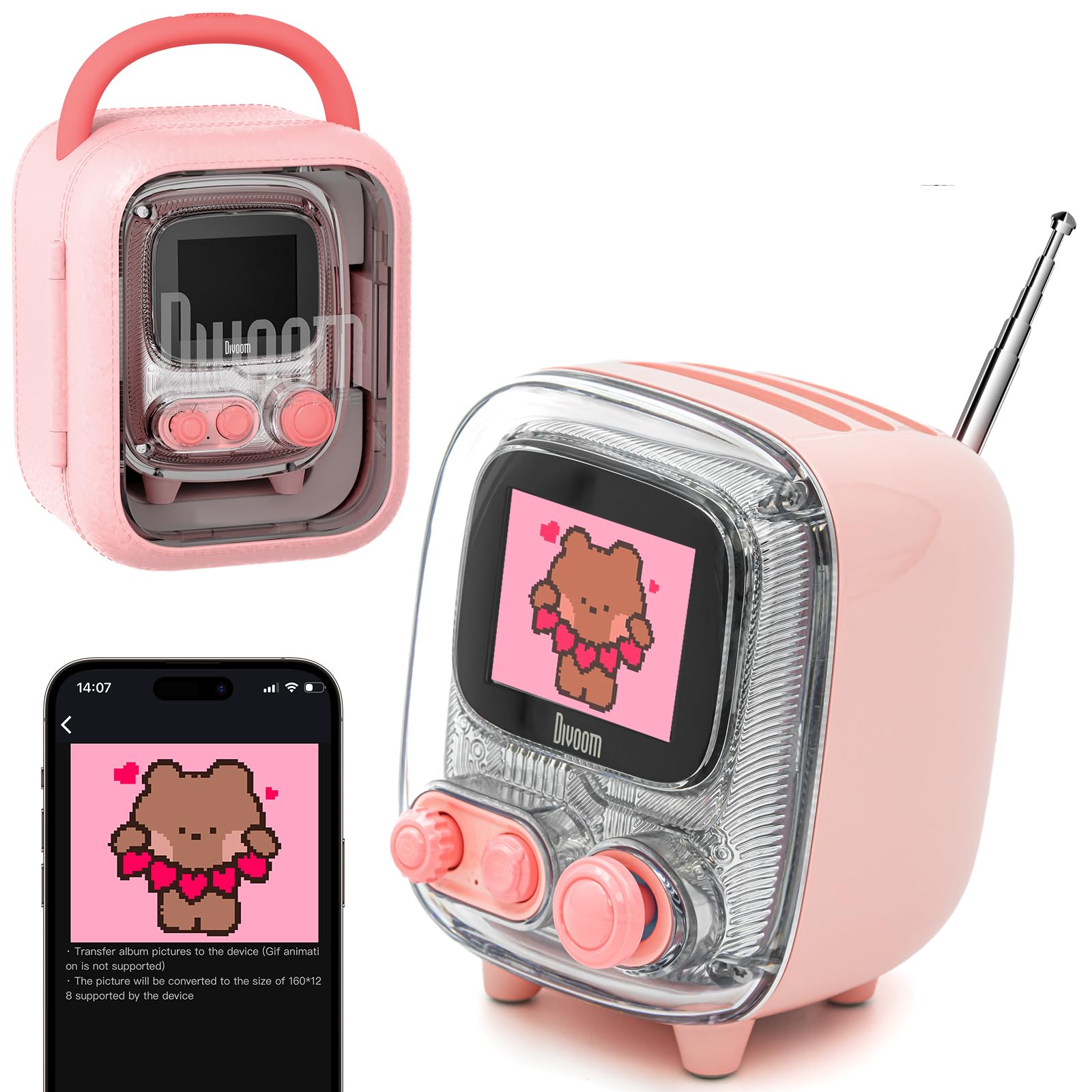 Divoom Tiivoo-2 Retro Bluetooth Speaker, FM Radio, Pixel Art Display, Green - Divoom Official Product View 9