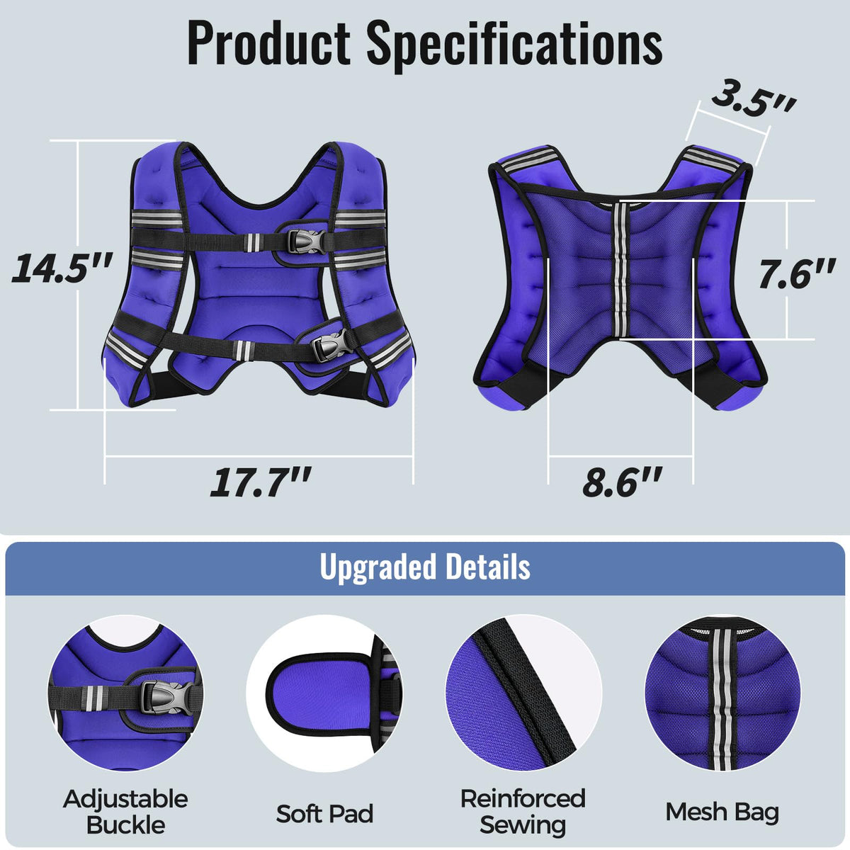 Zeerun Weighted Vest 6 8 10 12 15 18 20 24 30LB for Men - Zeerun Official Imagery - 7