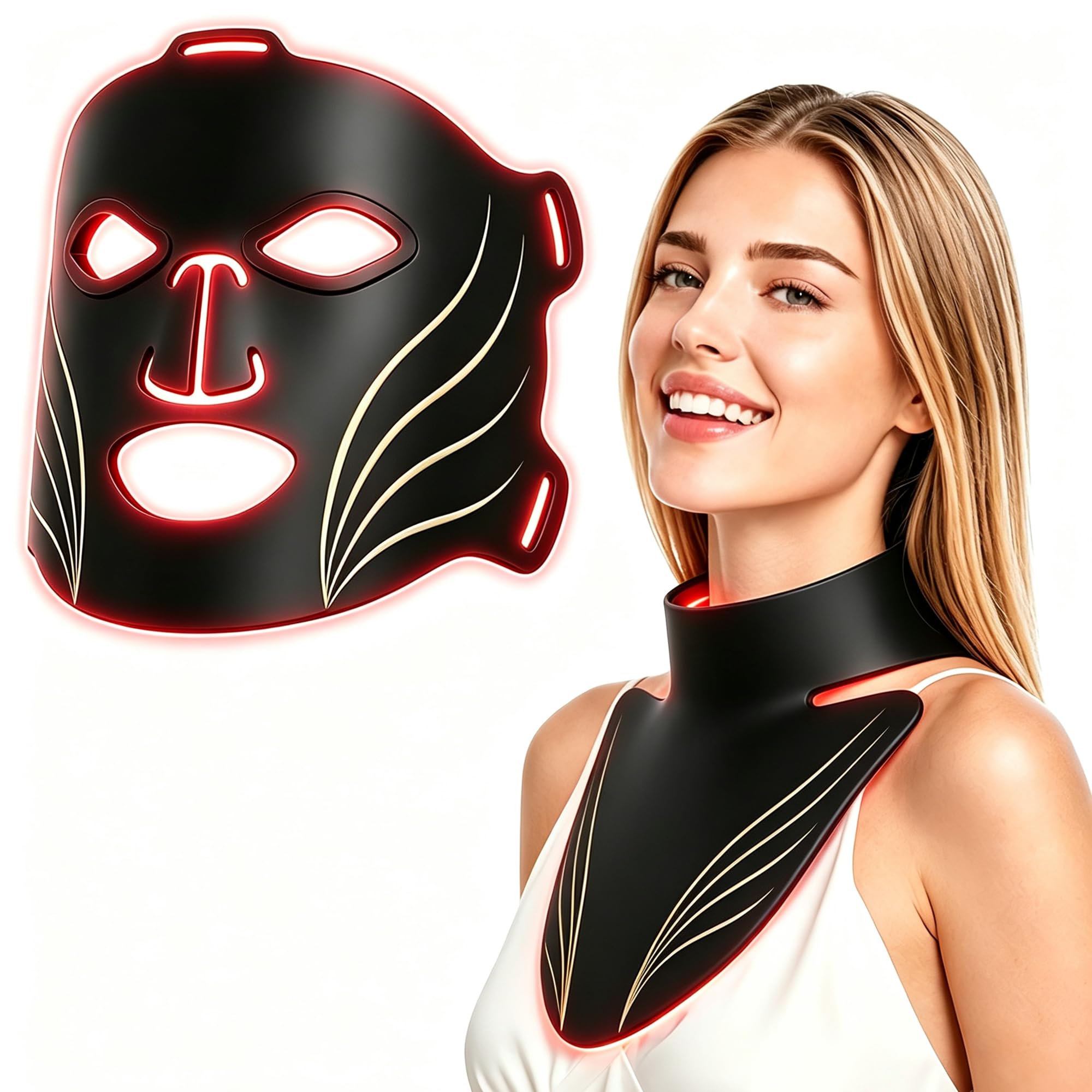 Red Light Therapy Mask for Face & Neck,4 Modes,850nm NIR - Aimilove Official Product View 1