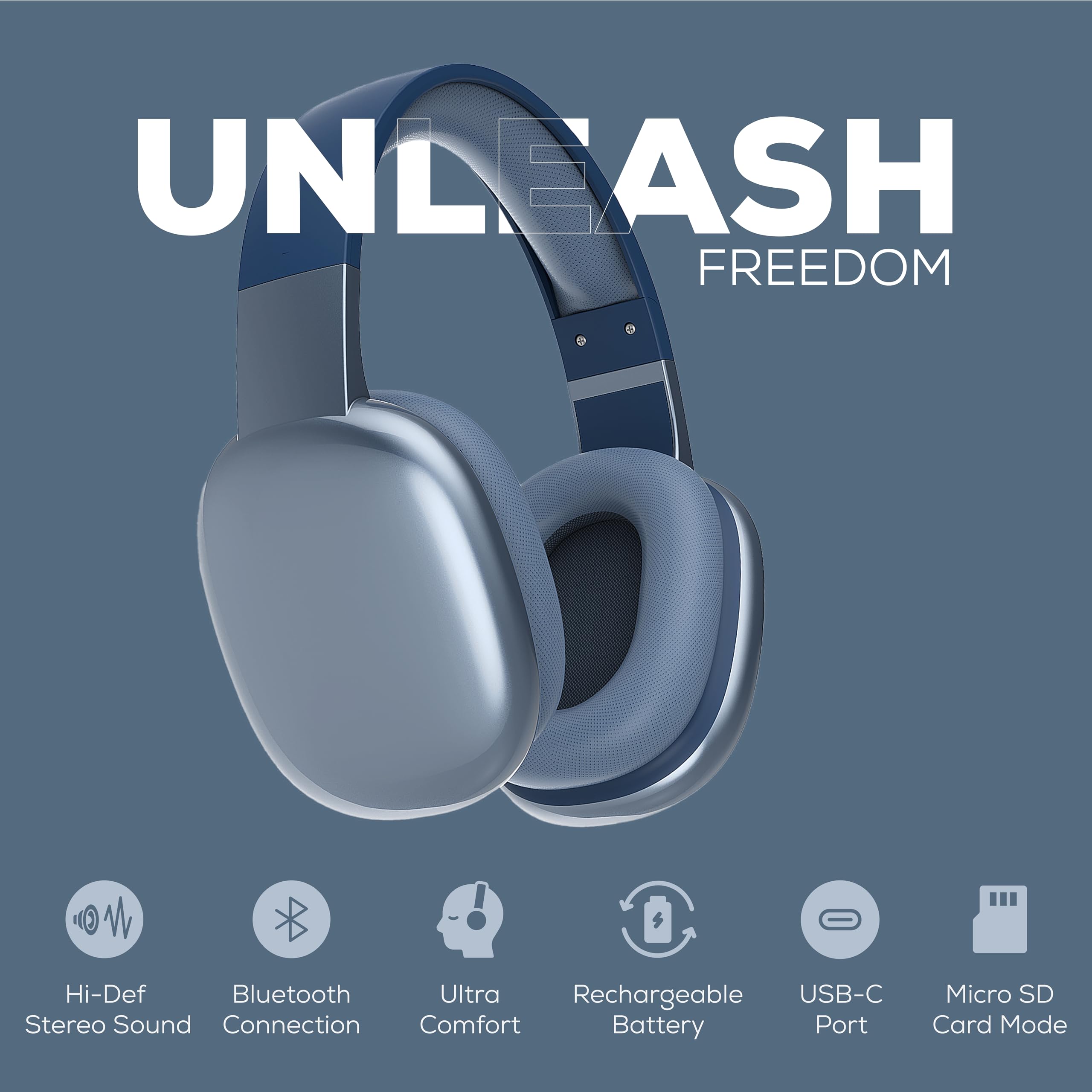 Gabba Goods Wireless Over Ear Bluetooth Headphones with Microphon - Gabba Goods Official Product View 3