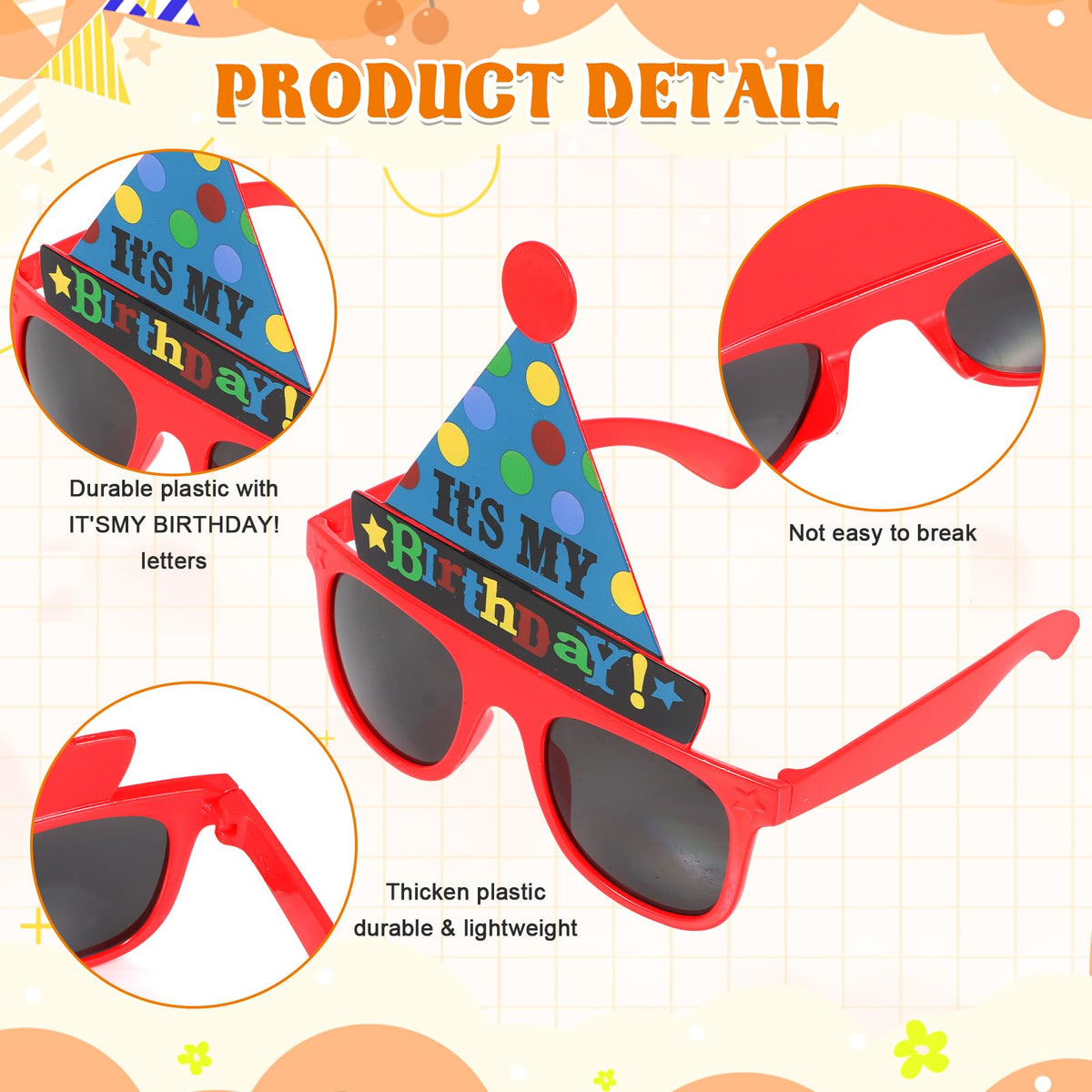 NICOWARM 12pcs Birthday Glasses Happy Birthday Sunglasses - NICOWARM Official Imagery - 4