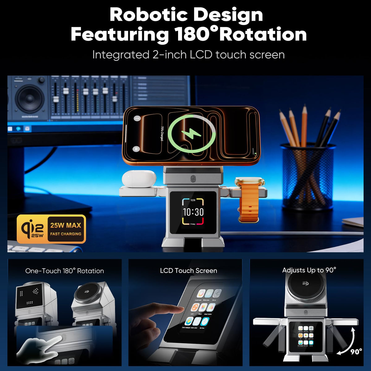 Robot 7 in 1 Qi2 2 25W Wireless Charging Station with - OxyGear Official Imagery - 5
