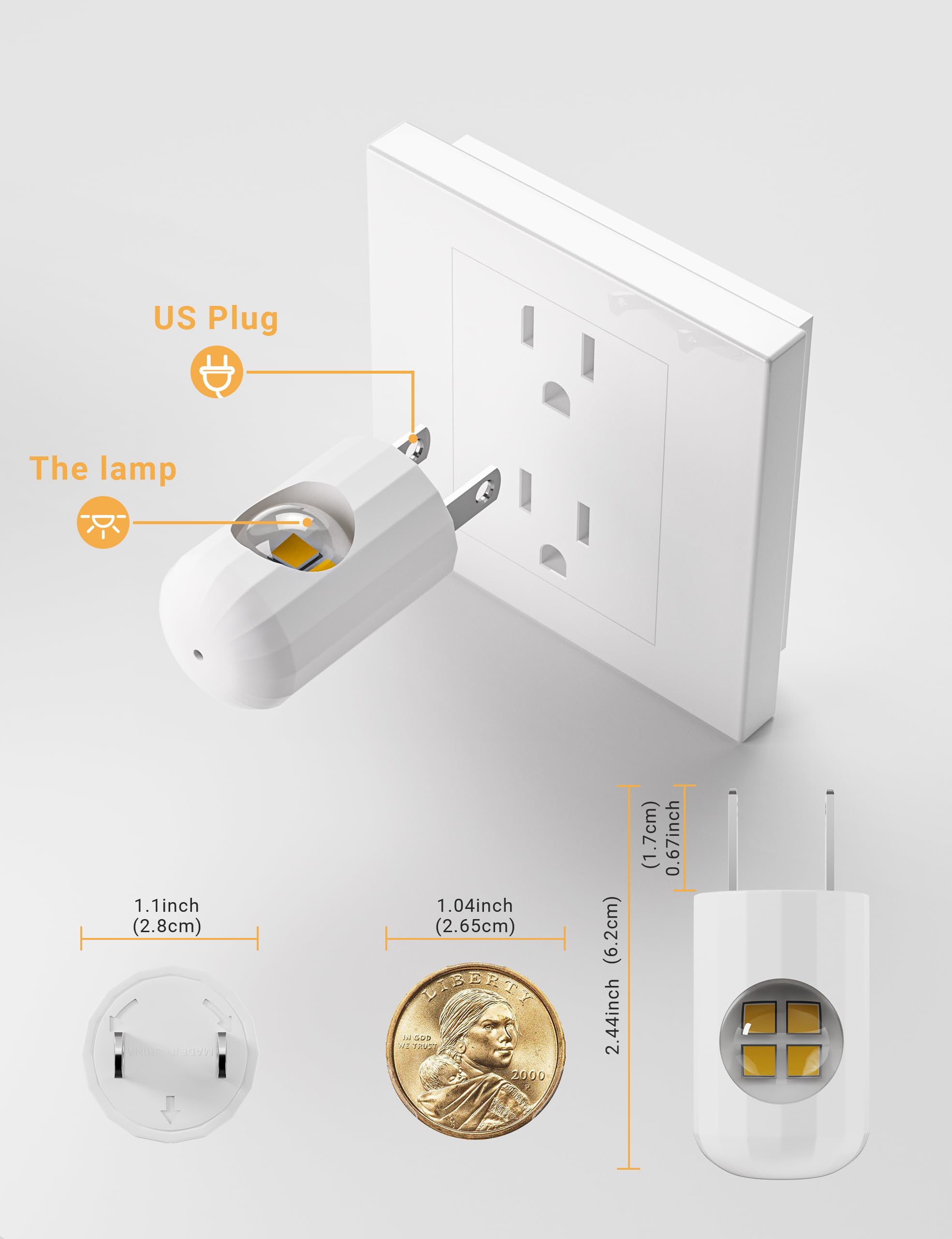 GEPLAD 6-Pack LED Night Light Plug-in Wall,Dusk-to-Dawn Sensor Au - GEPLAD Official Product View 3