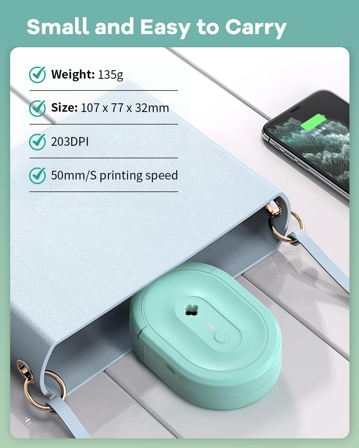 NDYIN N12 Label Maker Machine with 1 Tape Bluetooth Label Printer by NDYIN - Angle View 6