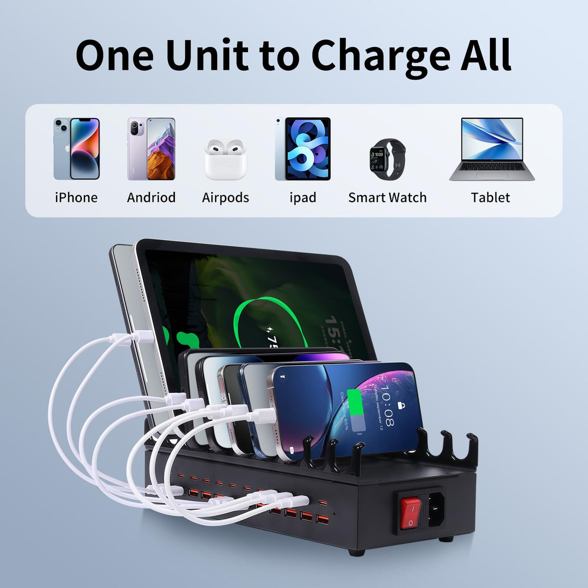24 Ports 300W Charging Station for Multiple Devices with 10 - Yoodarmx Official Imagery - 6