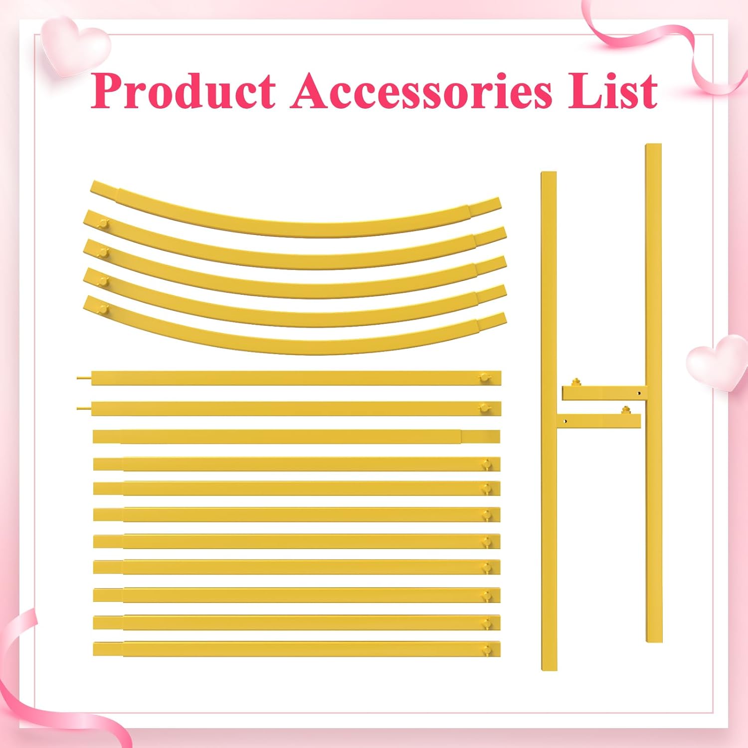 Gold metal wedding arch backdrop stand by Wokceer, 7.2 feet tall, with elegant curved design for event decoration.