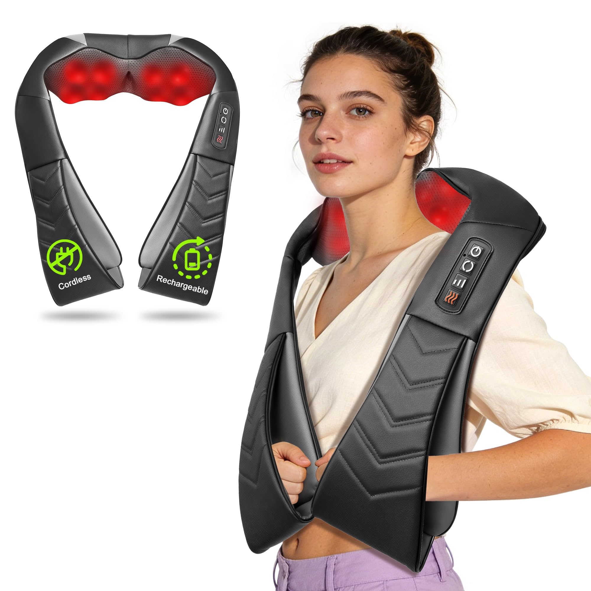 UFFAE Shiatsu Neck and Back Massager with Heat, Electric Deep Tissue K - View 8