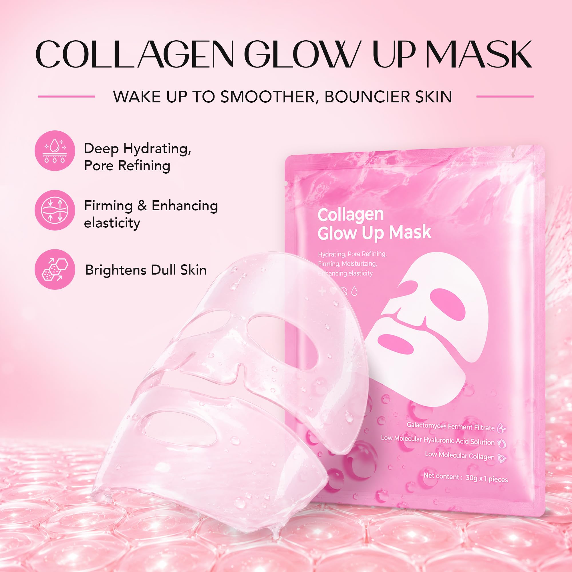 Bio Collagen Face Mask Overnight: Collagen Glow up Mask for Deep - Dongyu