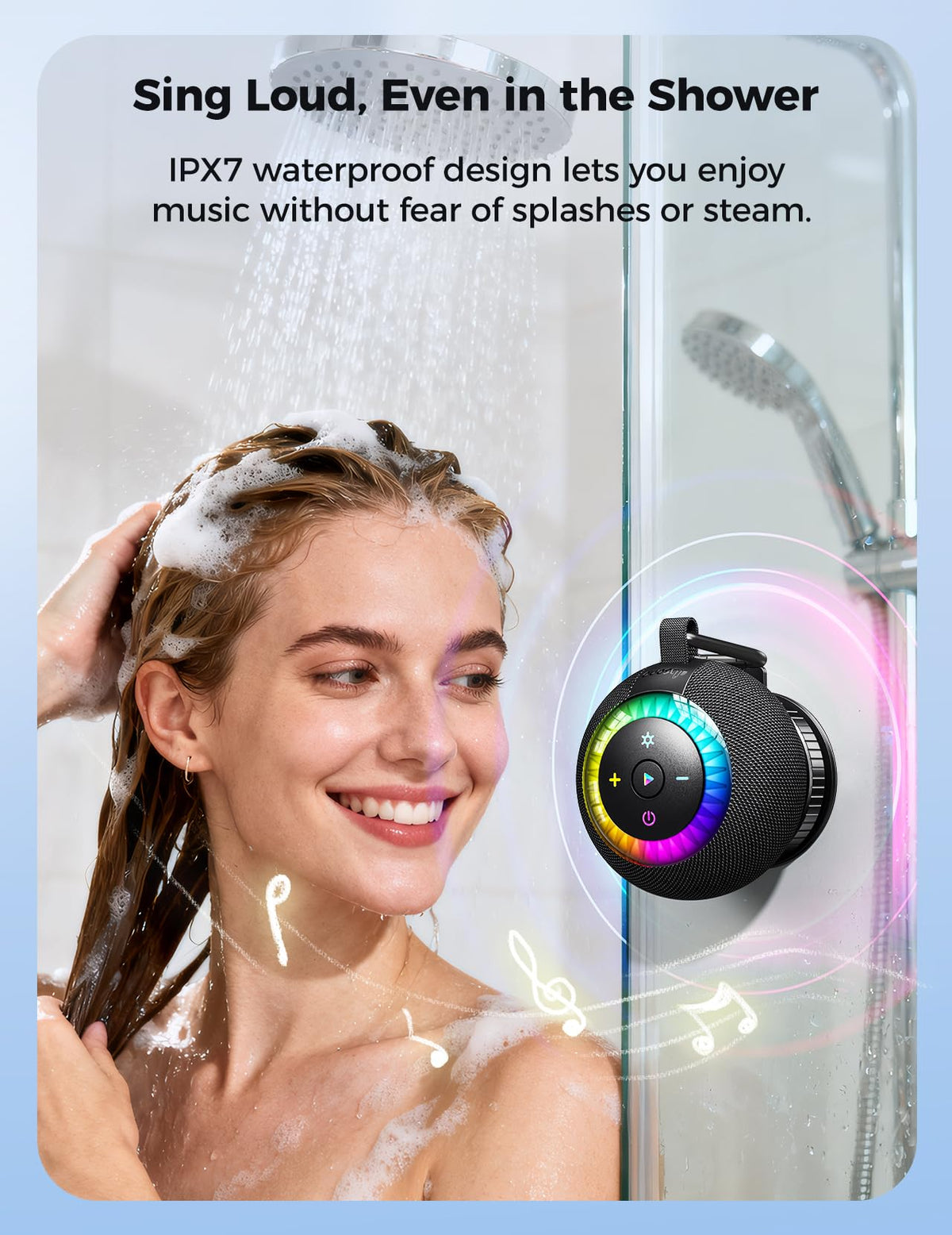 Bluetooth Shower Speaker IPX7 Waterproof Removable Suction - dbsono Official Imagery - 3