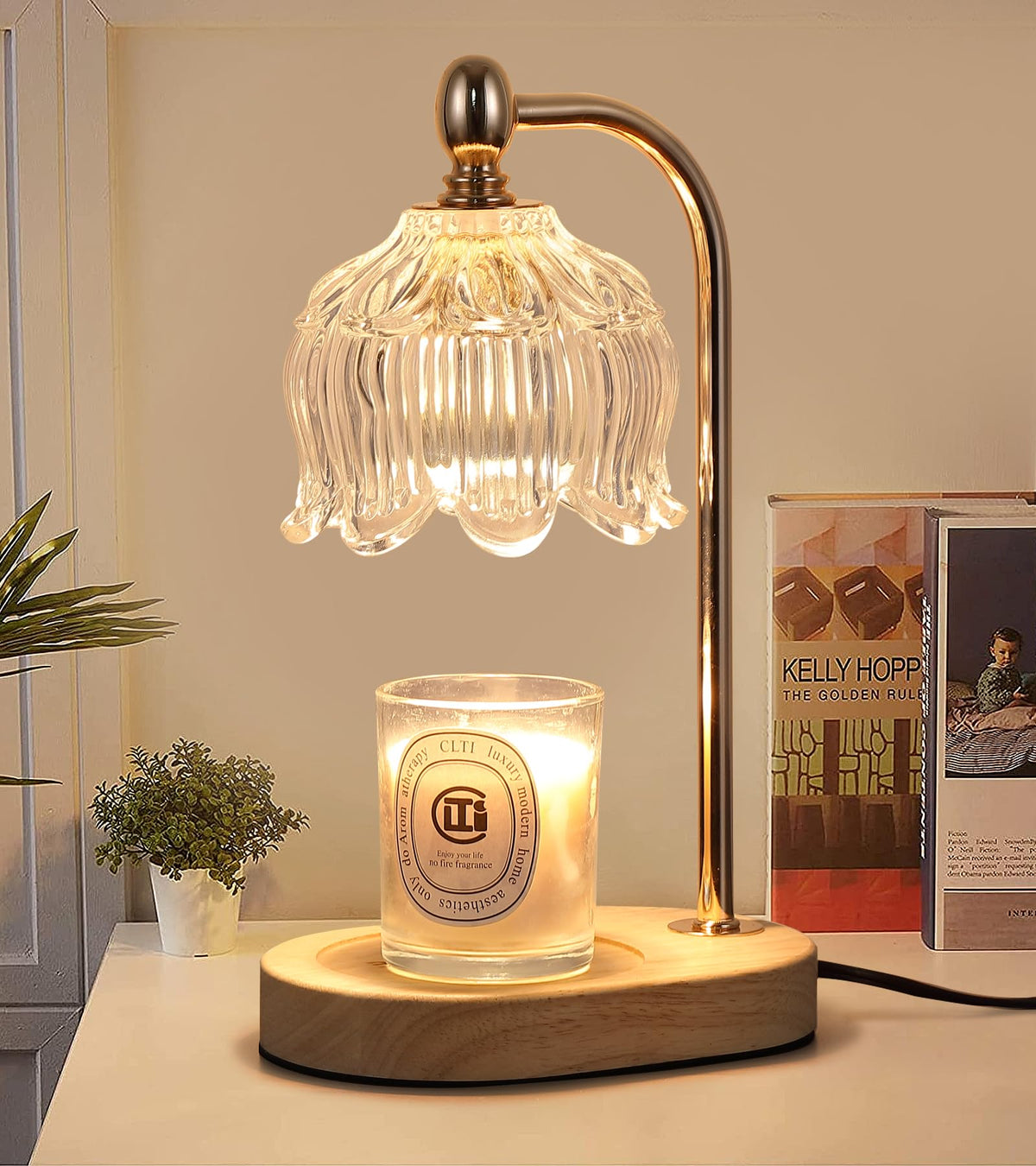 Candle Warmer Lamp with Timer and Dimmer Electric Gold Light - MEIXISUE Official Imagery - 1