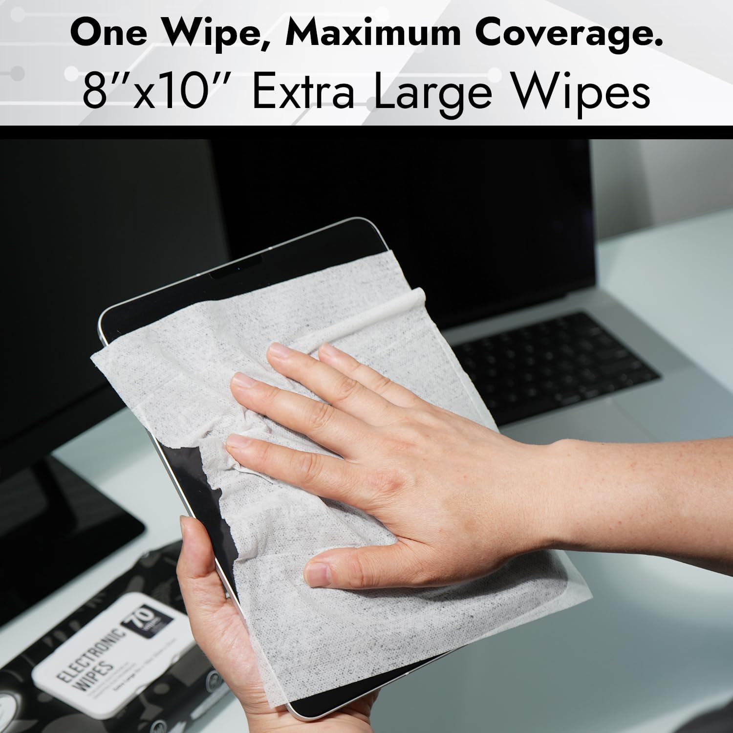 Air Jungles Electronic Wipes Screen Cleaner 70 Count, XL 8x10 Inc by Air Jungles - Angle View 6