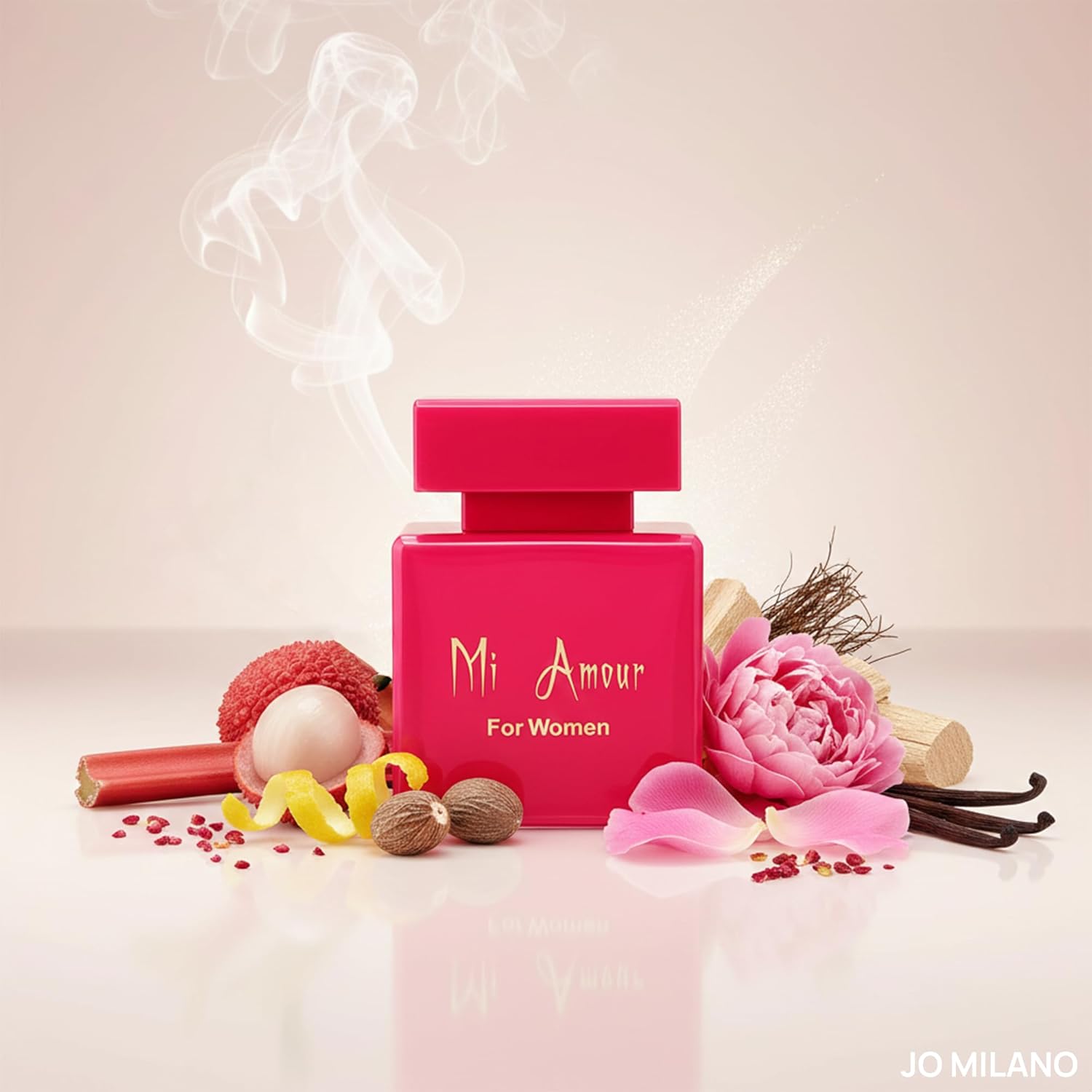 Jo Milano Paris Mi Amour Eau De Parfum spray with vanilla, rose, floral, fruity, fresh scent in 3.4 oz bottle