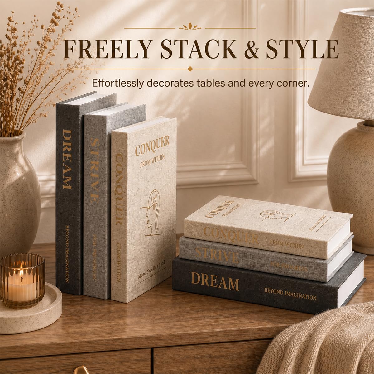 Decorative Books Set of 3 Linen Coffee Table Books - Oxdigi Official Imagery - 5