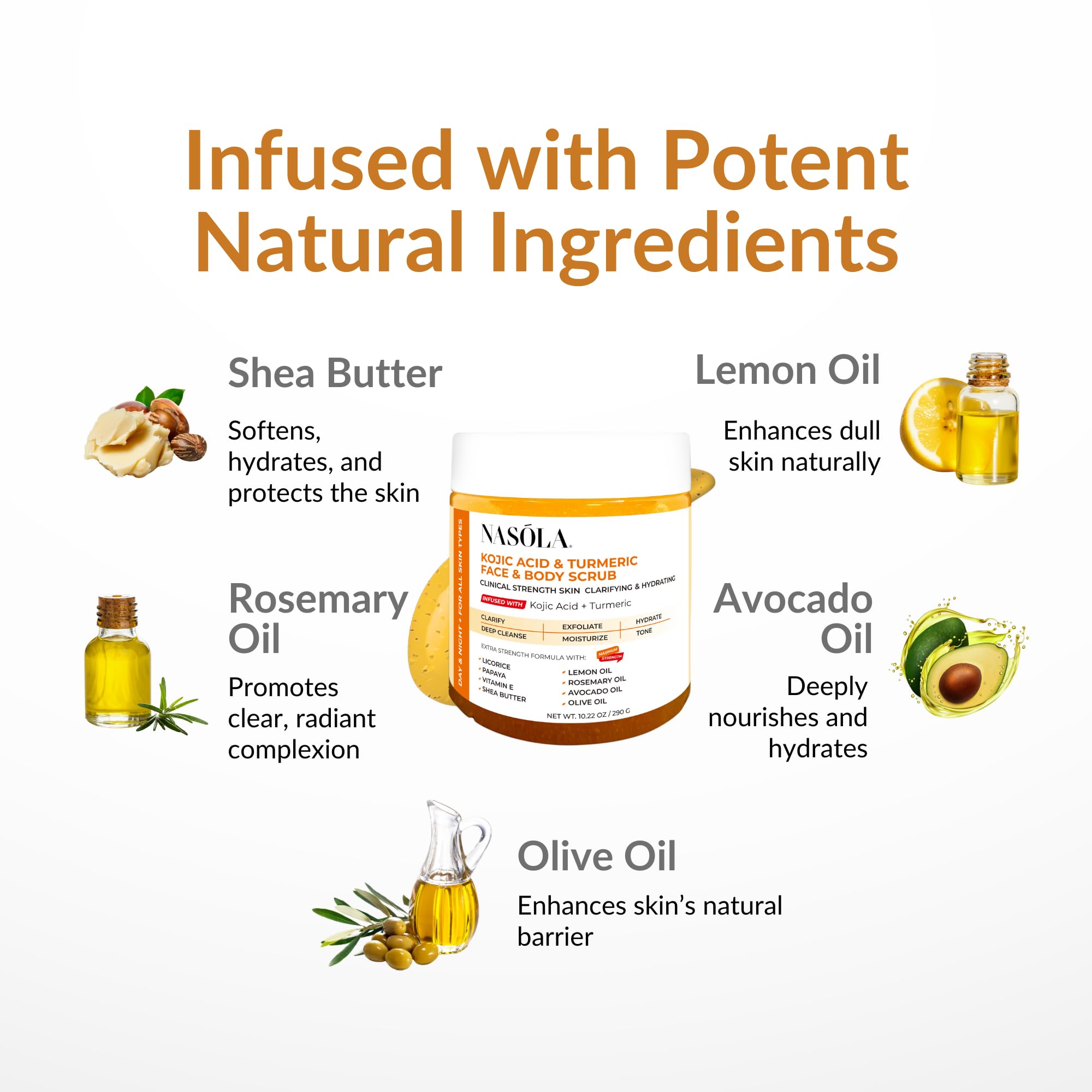 Nasola Kojic Acid Turmeric Face and Body Scrub - Moisturizing & Exfoliating - Nasola Official Product View 6