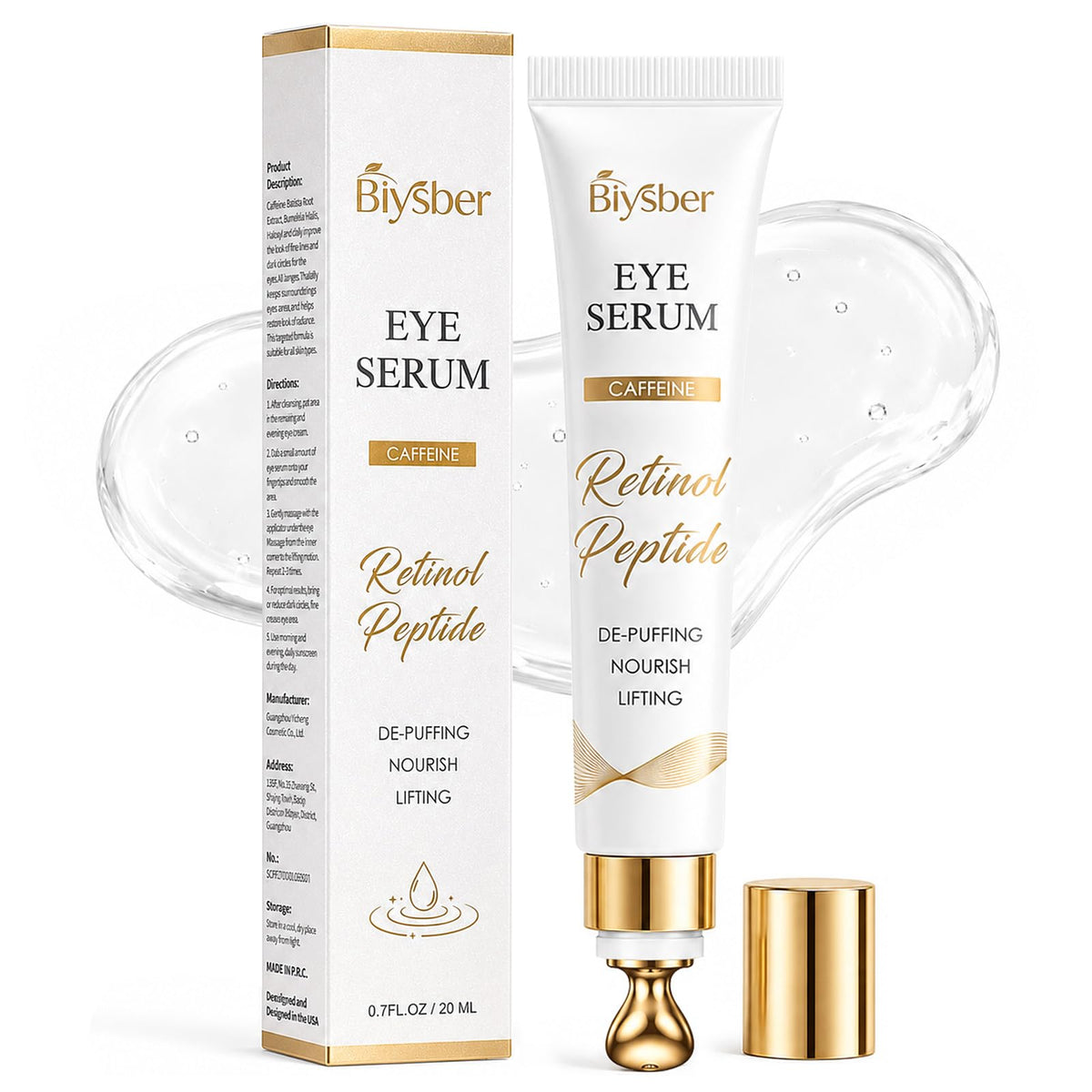 Under Eye Serum for Dark Circles Puffiness Caffeine Retinol - BIYSBER Official Imagery - 2