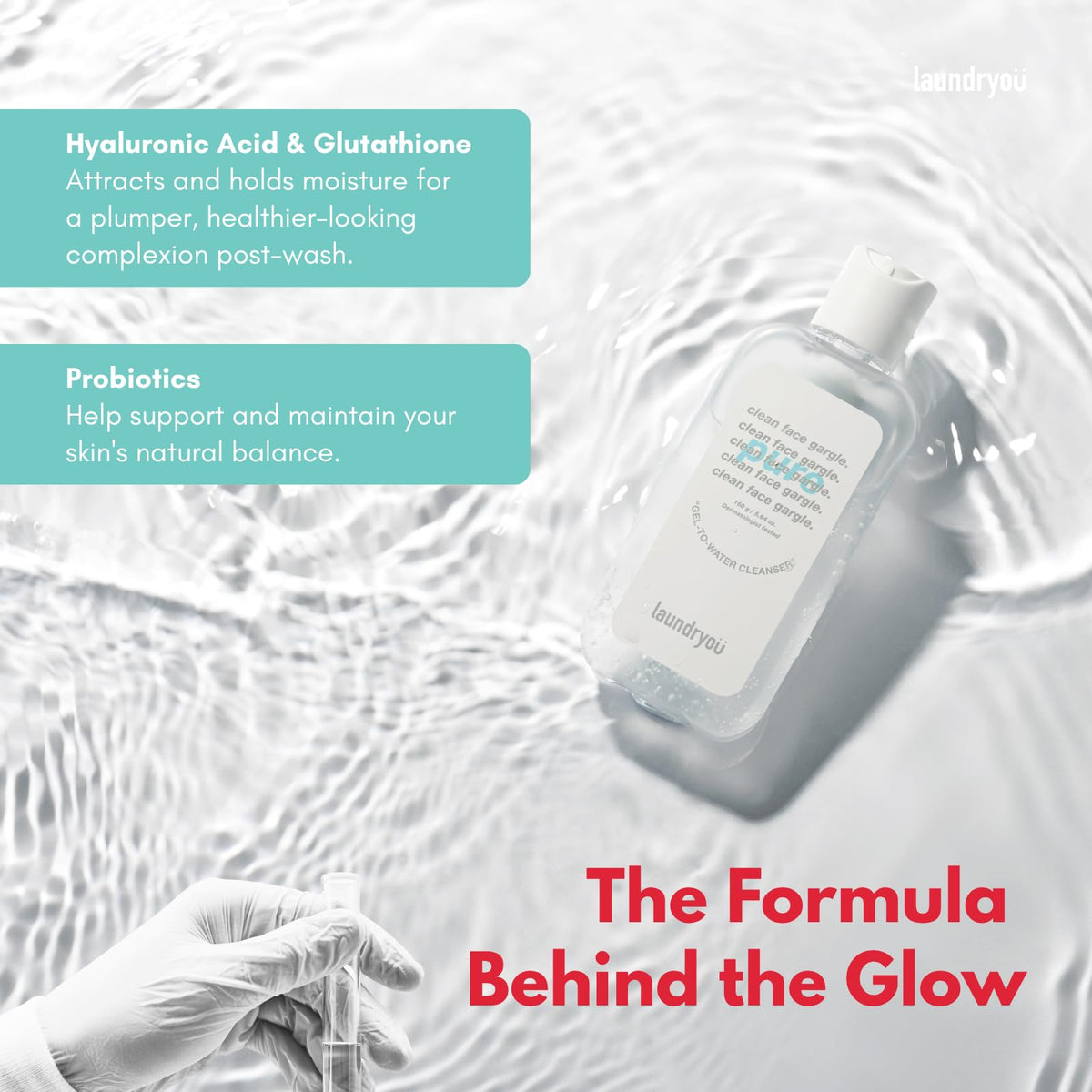Gel to Water Facial Cleanser with Hyaluronic Acid Probiotics - LAUNDRYOU Official Imagery - 5