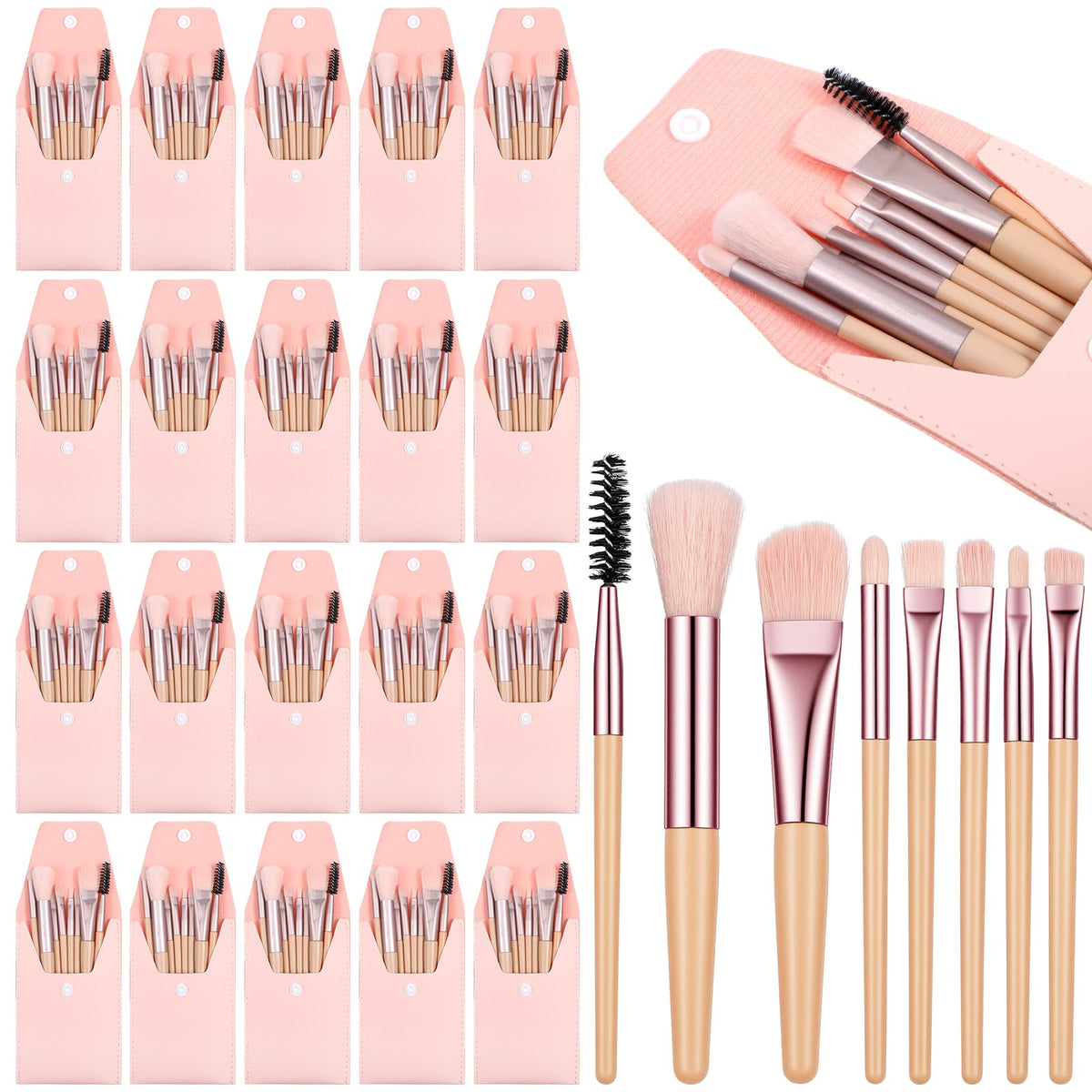 20 Sets Travel Makeup Brush Set Bulk Make up Brushes Angled - Giloaou Official Imagery - 2