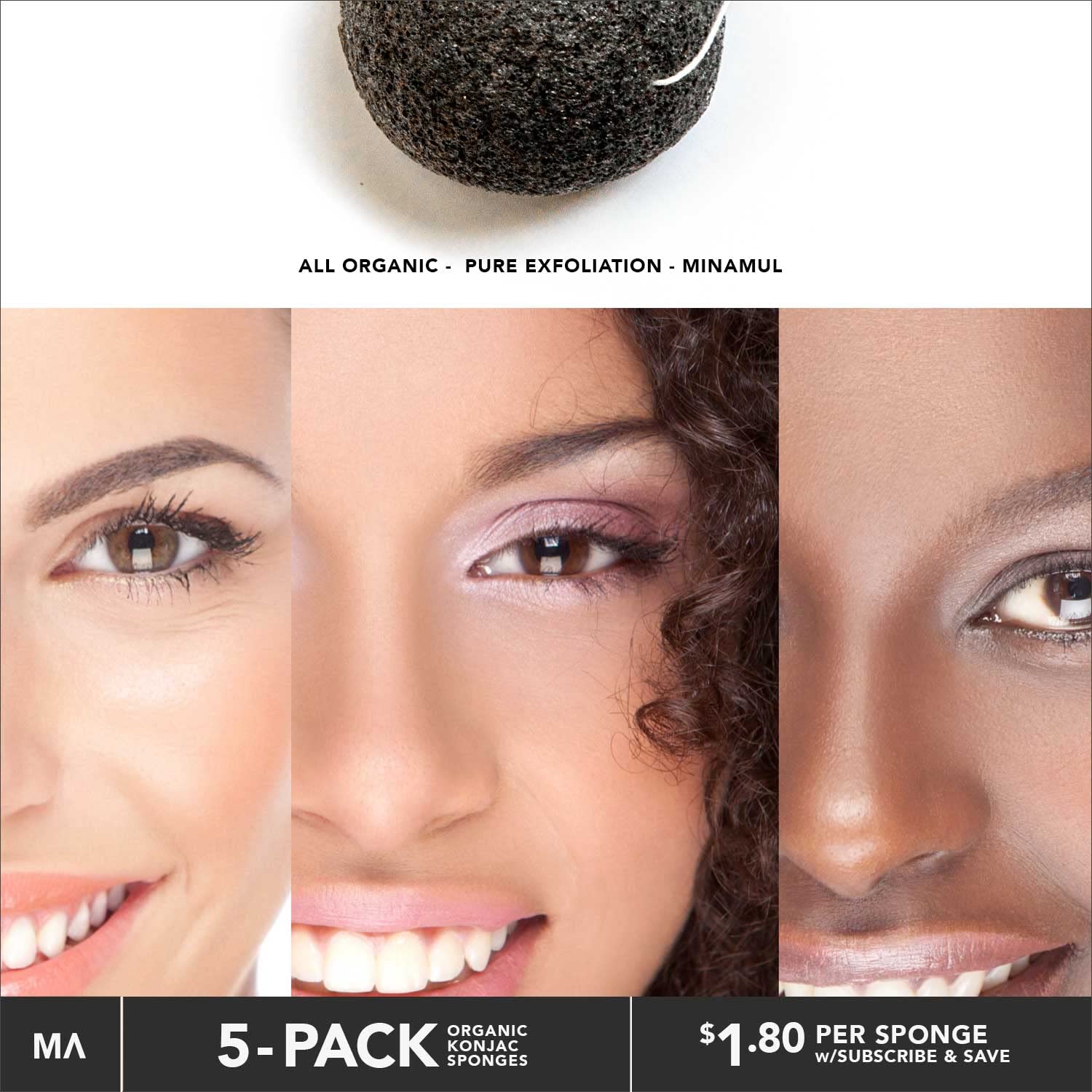 Minamul Konjac Exfoliating Organic Facial Sponge Set, Gentle daily face scrub - - MINAMUL Official Product View 6