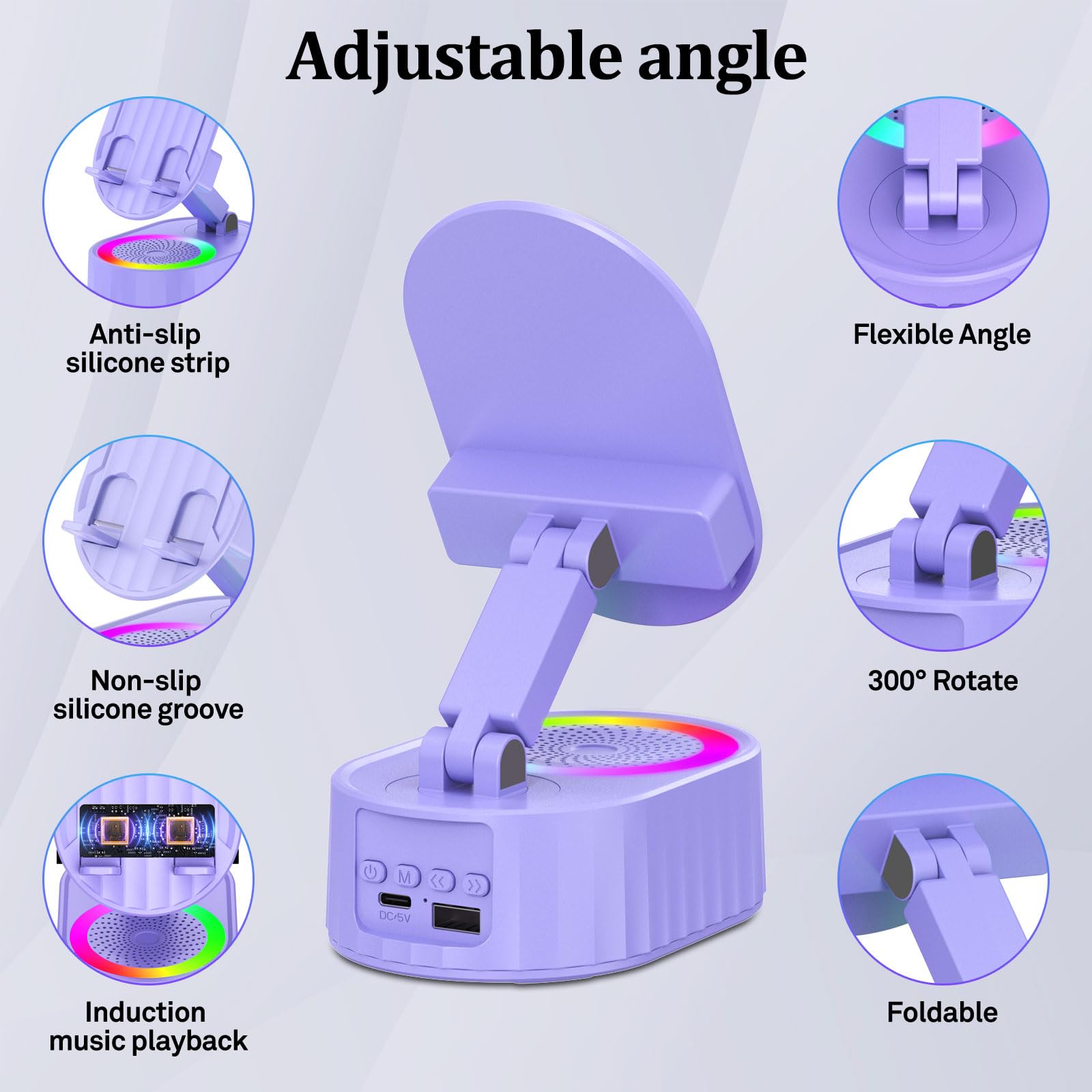 AKLLCCR Wireless Induction Bluetooth Speaker 5in1 Phone Holder Sp by AKLLCCR - Angle View 3
