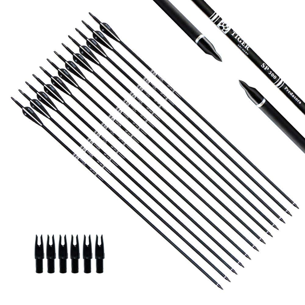 30 Carbon Arrows for Compound Recurve Bow Hunting Target - TIGER ARCHERY Official Imagery - 2