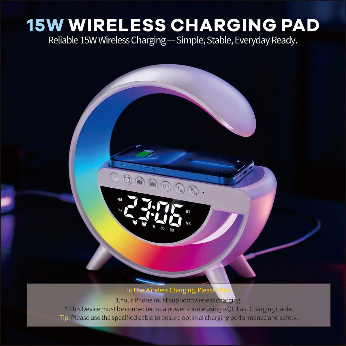 Smart Wireless Charging Table Lamp Multifunctional Bluetooth - ZFMF Official Imagery - 5