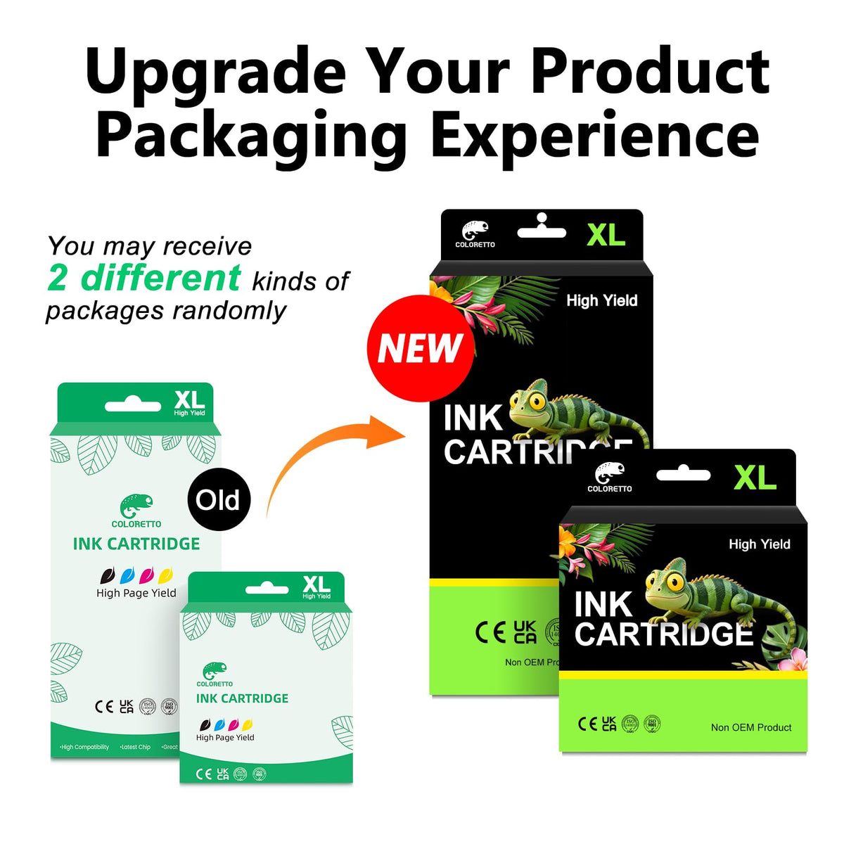 61XL Black Ink Cartridges for HP Ink 61 Black 61 XL 4500 - COLORETTO Official Imagery - 5