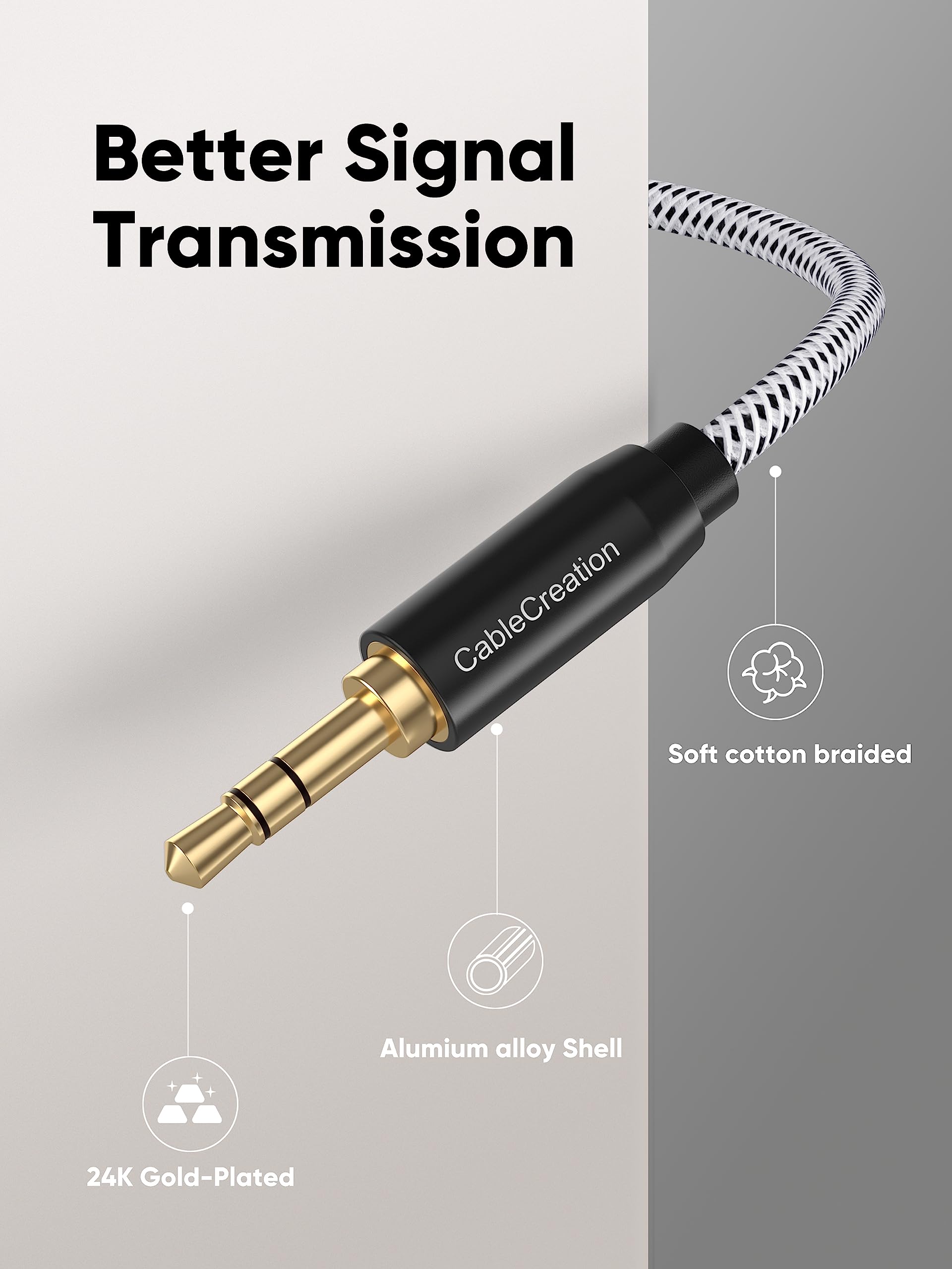 CableCreation 3.5mm Audio Cable 3FT/0.9m, Stereo Aux Cable, 3.5mm by CableCreation - Angle View 4