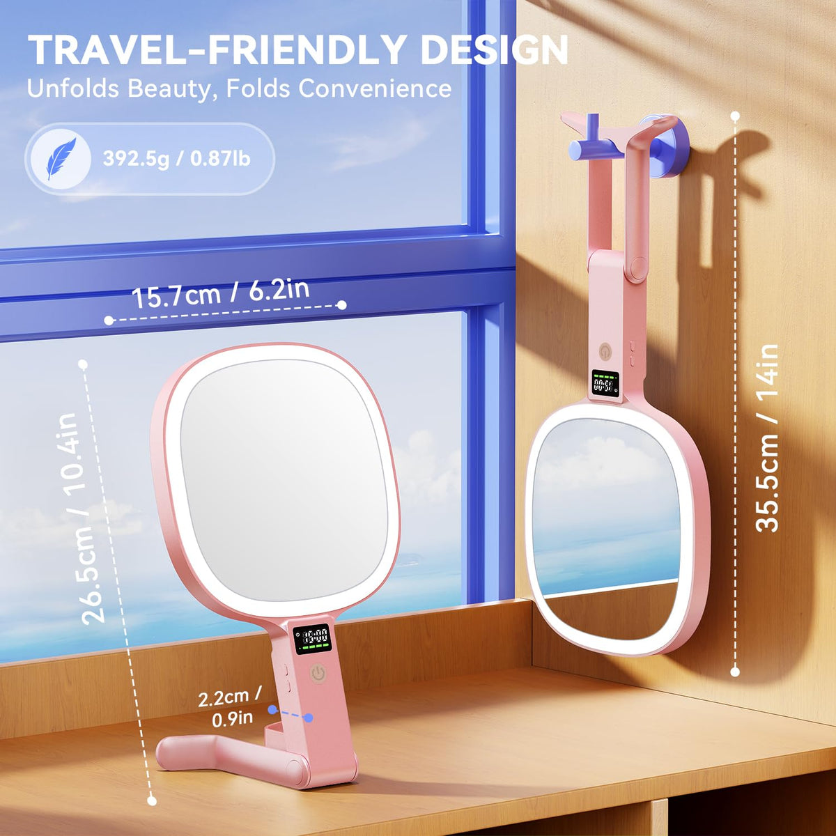 Auxmir 30X 1X Travel Makeup Mirror with Lights LED Display - Auxmir Official Imagery - 3