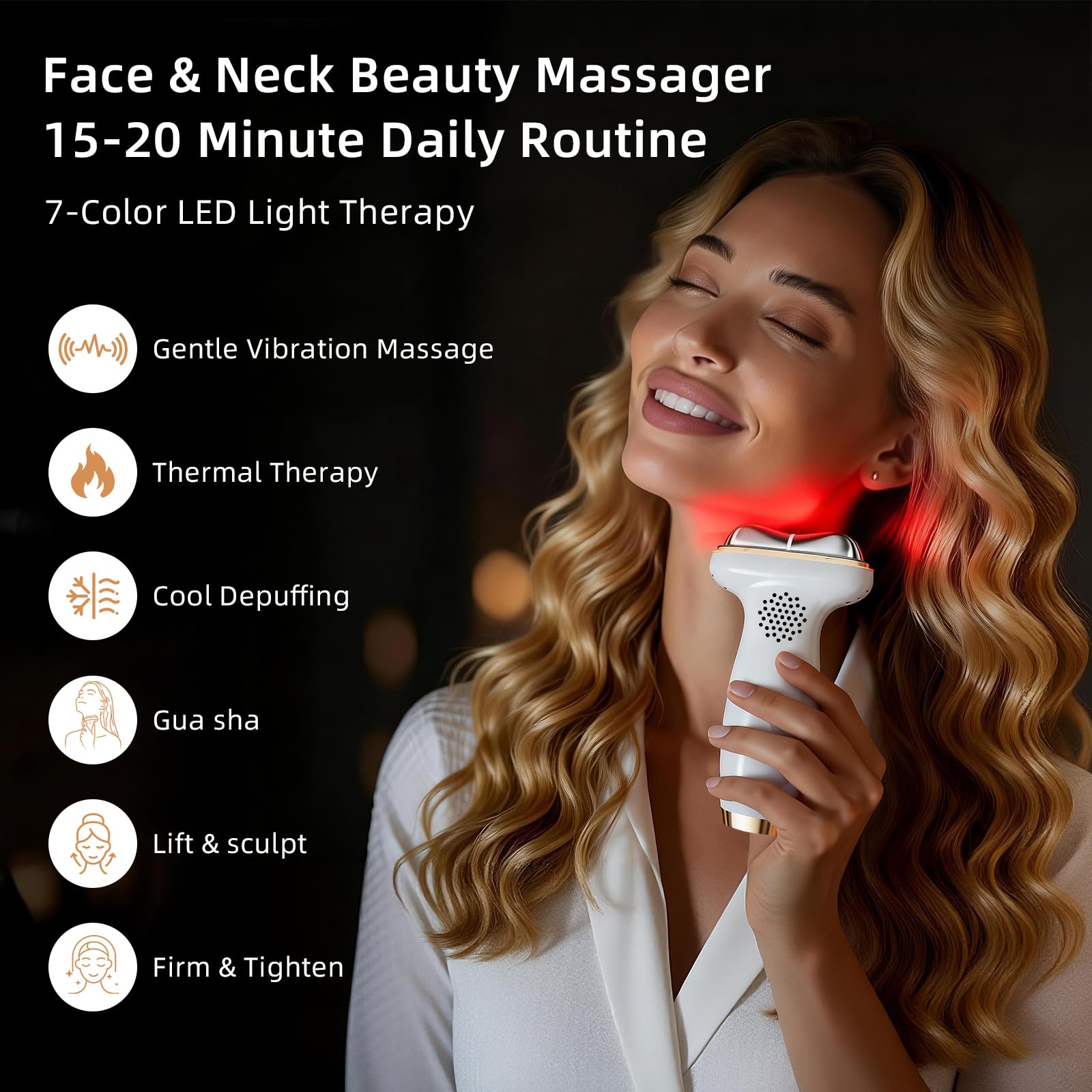 Red Light for Face Neck Beauty Massager 7 in 1 LED Gua Sha - Lifiora Official Imagery - 3