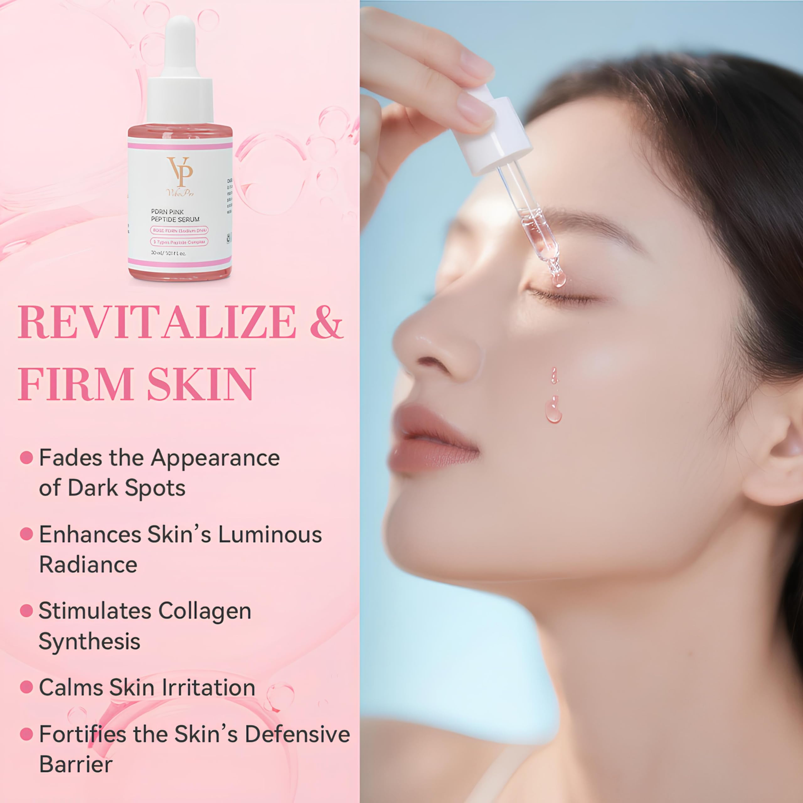 VP VibePro PDRN Pink Peptide Facial Serum, Lightweight Hydrating - VibePro