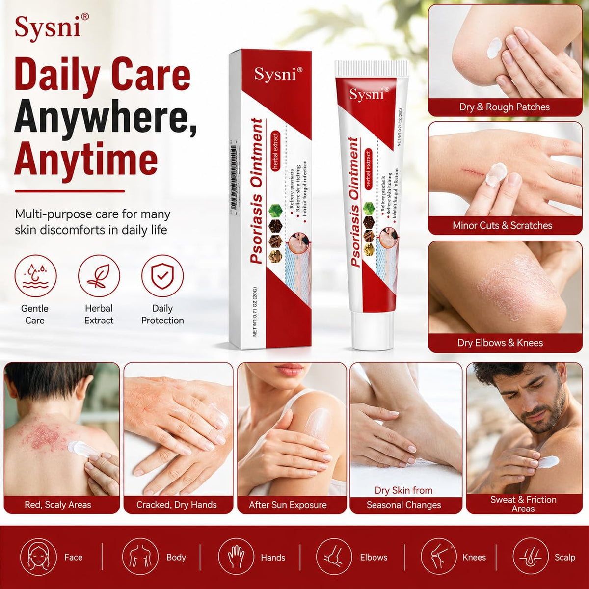 Herbal Moisturizing Cream Lightweight Botanical Formula for - Sysni Official Imagery - 3