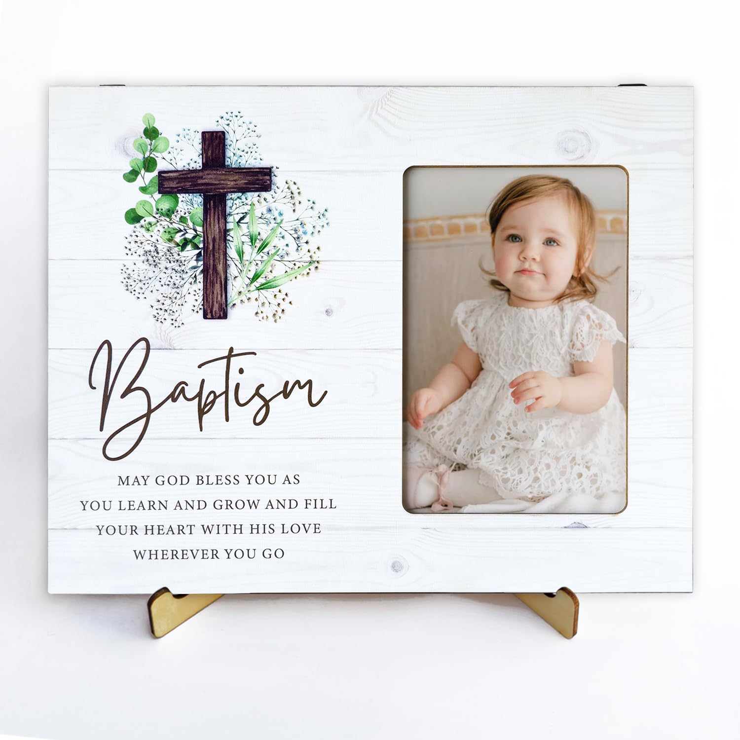 Baptism Picture Frame - 4 x 6 Inch Photo - First Communion Gifts - Product Imagery