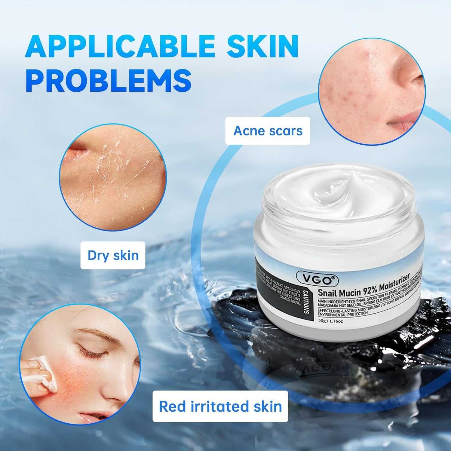 VGO Skin Care Set with Snail Mucin 92 Moisturizer 1 76 Oz - VGO Official Imagery - 6