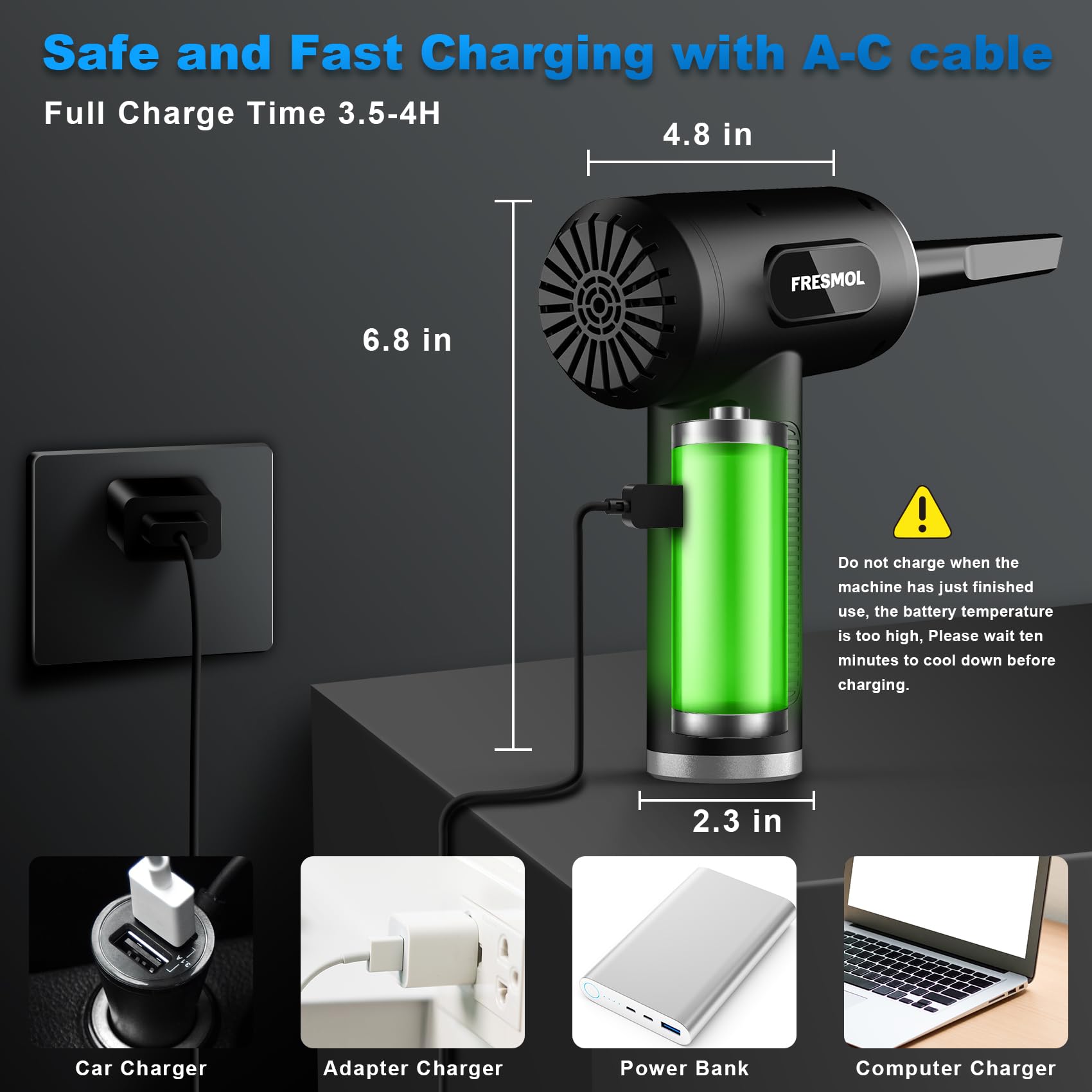 FRESMOL Compressed Air Duster Rechargeable Cordless Electric - FRESMOL Official Imagery - 6