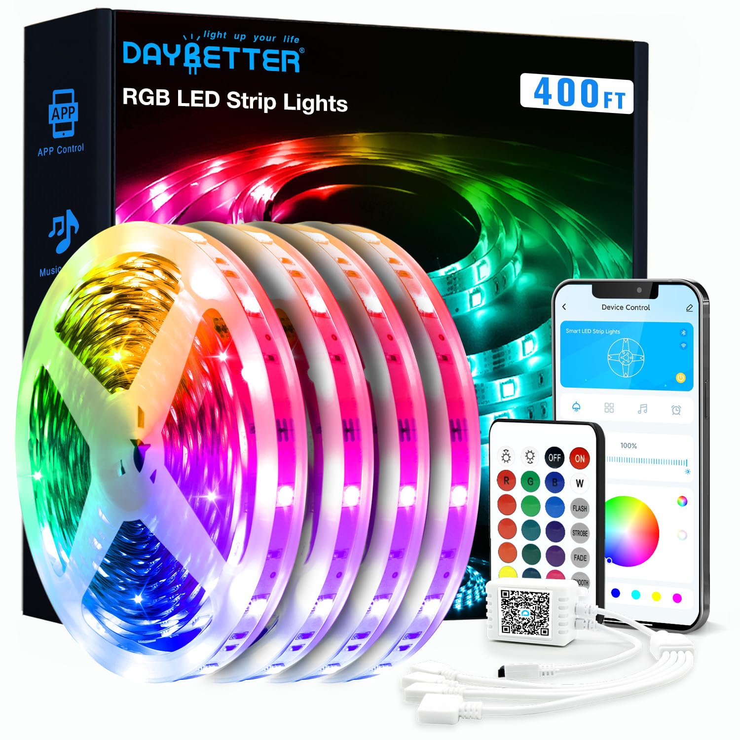 DAYBETTER LED Strip Lights 100ft RGB Lights Strip for Bedroom, Desk, Indoor Room - DAYBETTER Official Product View 8