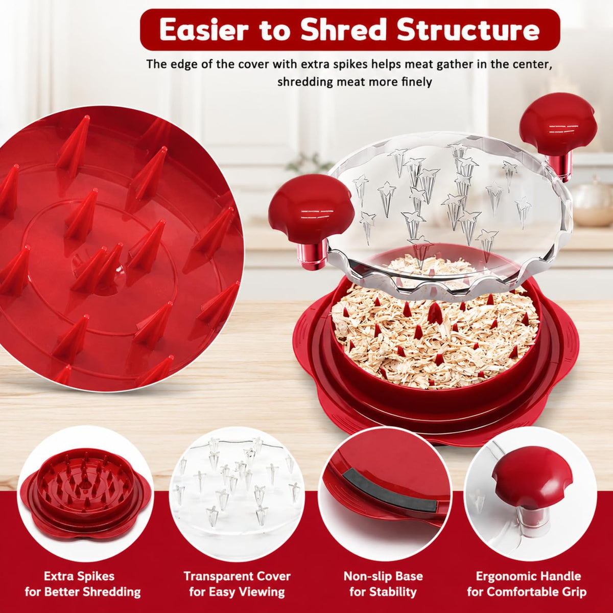 Premium Large Chicken Shredder Tool with Suction Base 2026 - Silksway Gallery Official Imagery - 3