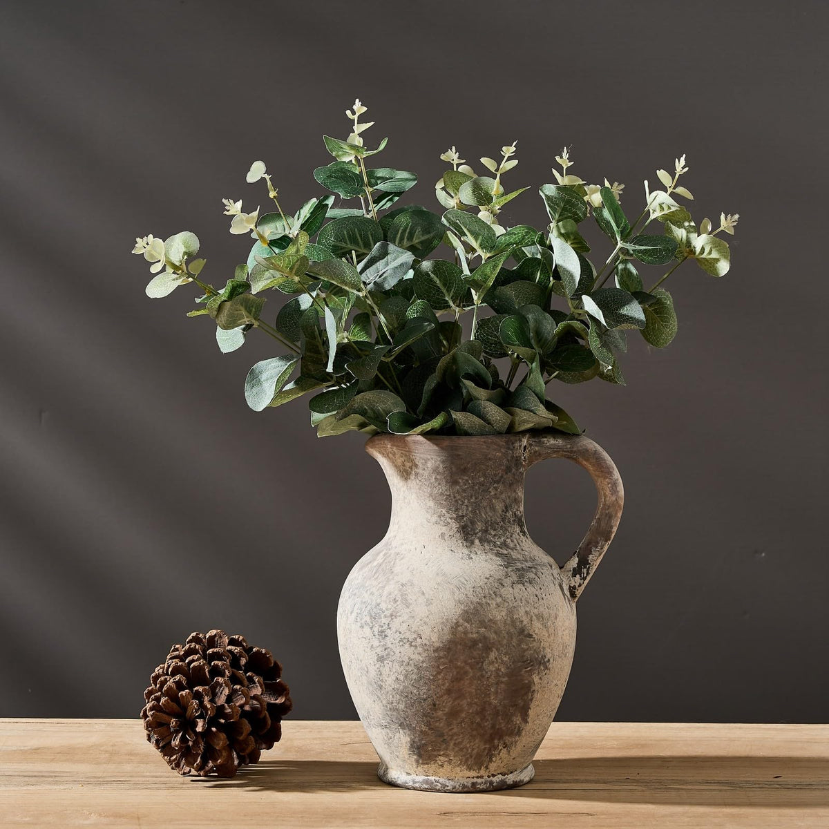 SIDUCAL Ceramic Rustic Farmhouse Vase with Handle Terracotta - SIDUCAL Official Imagery - 3