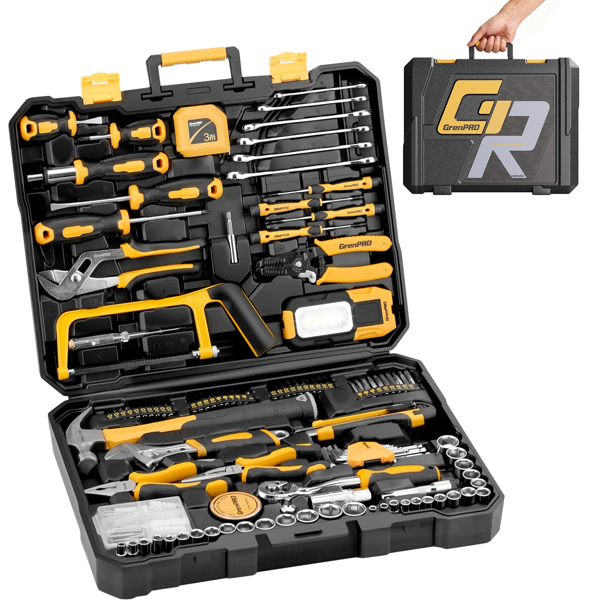 218PCS Basic Auto Hand Tool Set Household Repair Tool Box - GRENPRO Official Imagery - 1