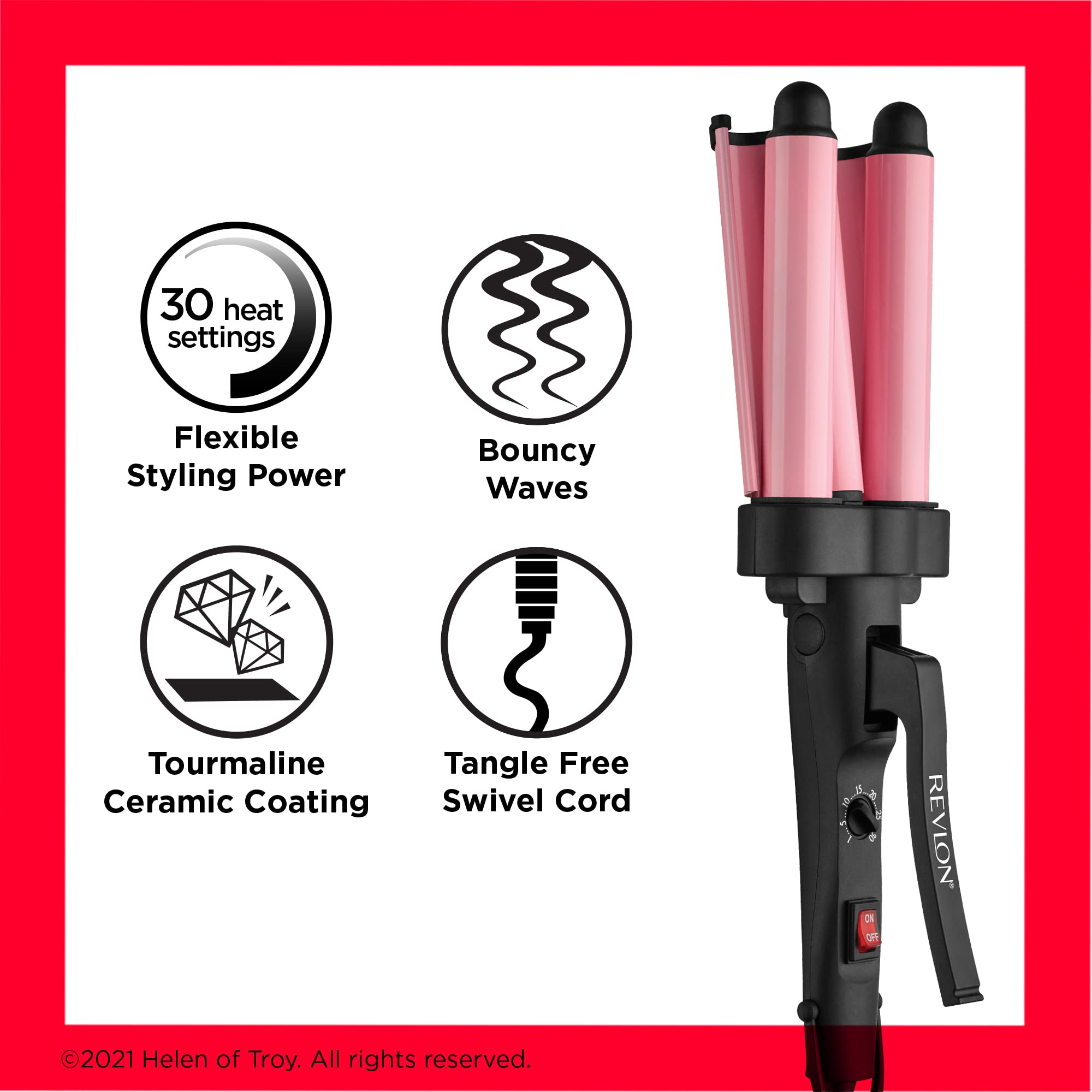 REVLON 3 Barrel Jumbo Hair Waver, Pink