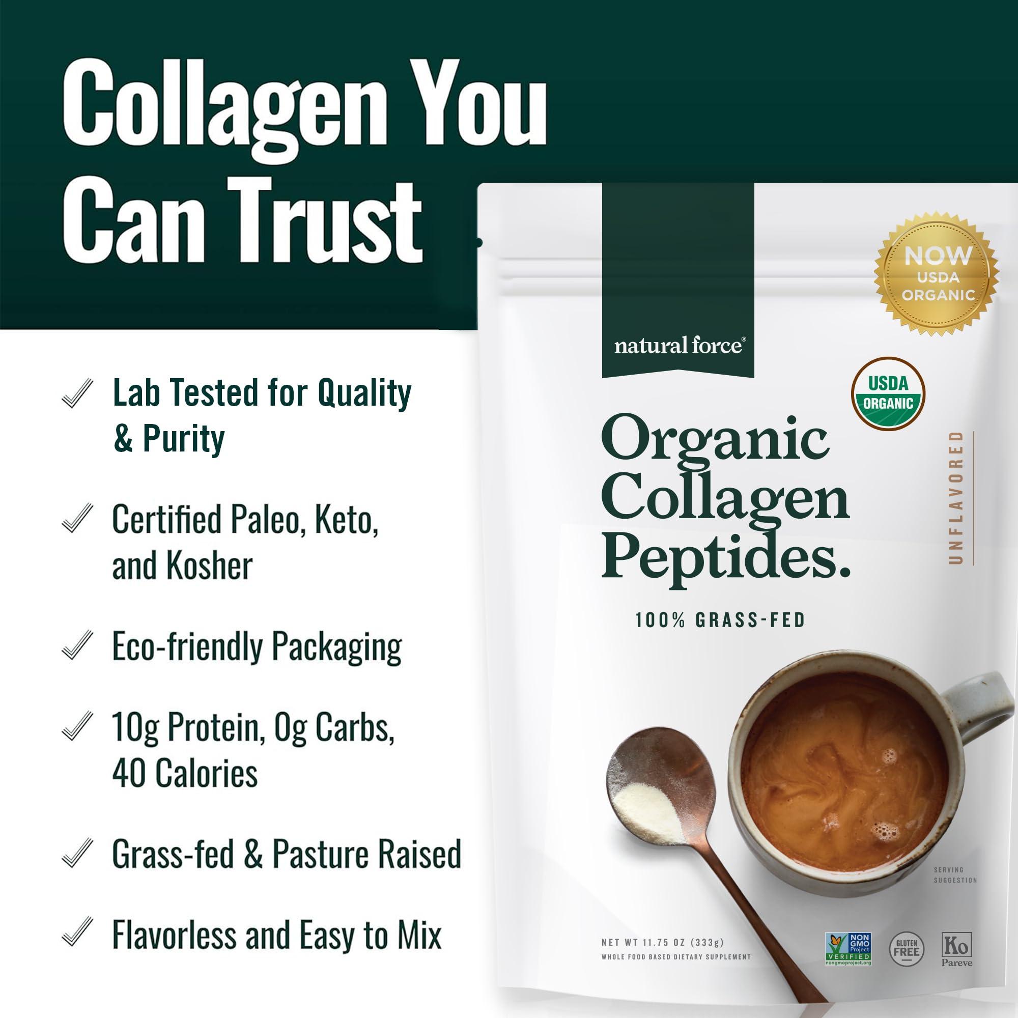 Natural Force Organic Clean Collagen Peptides Powder - Natural Force Official Imagery - 6