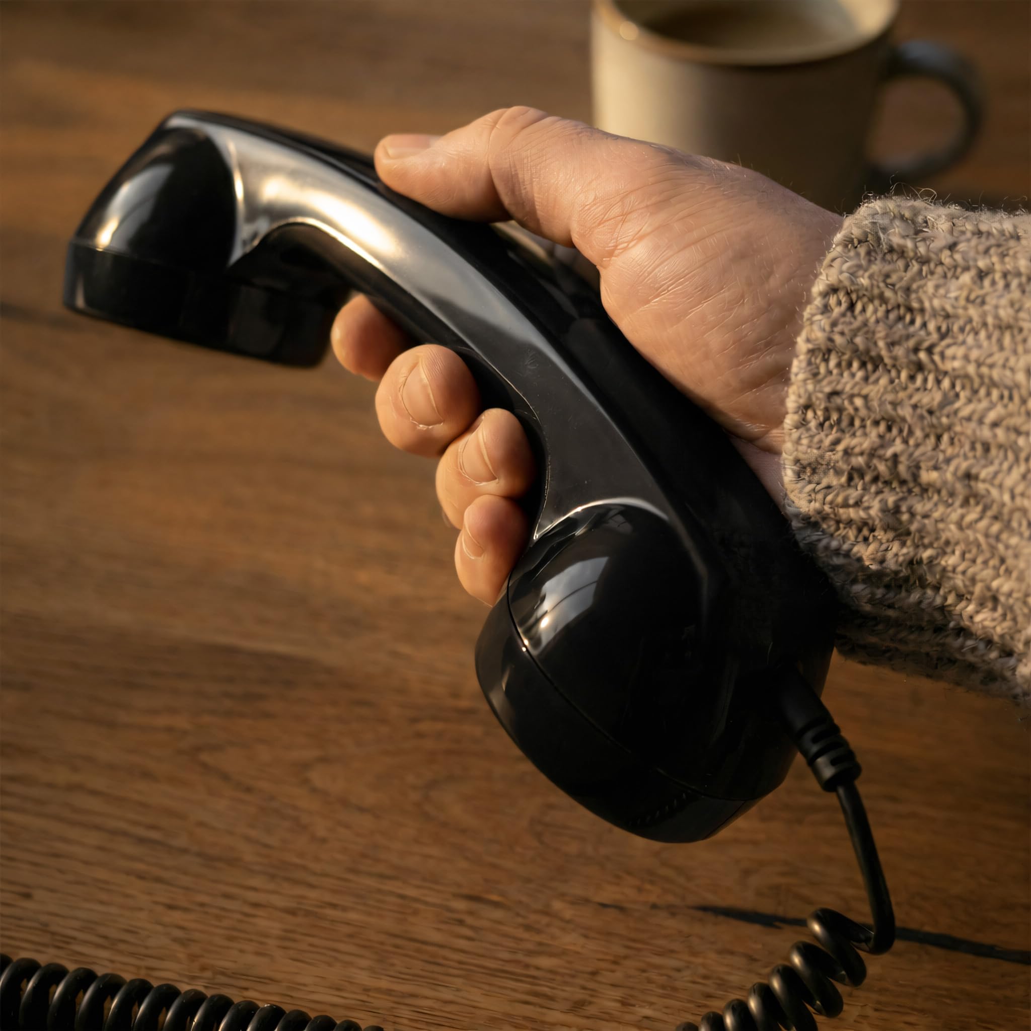 Black Opis Technology 60s Micro Retro Phone Handset for smartphones, designed as a stylish headphones accessory.