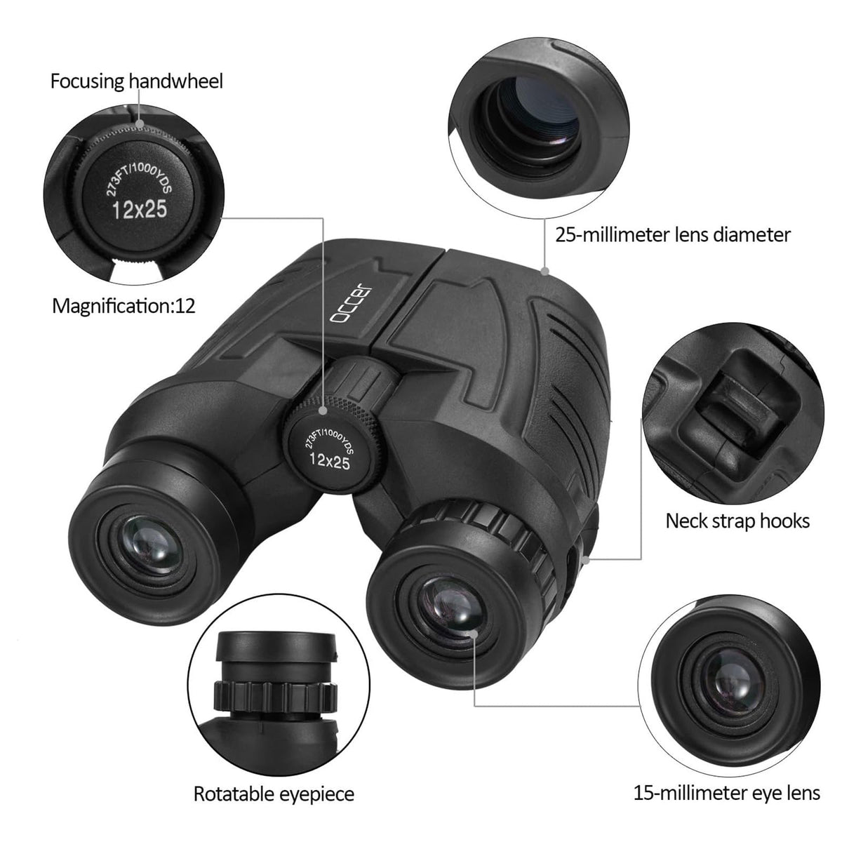 Occer 12x25 Compact Binoculars for Adults and Kids - occer Official Imagery - 5