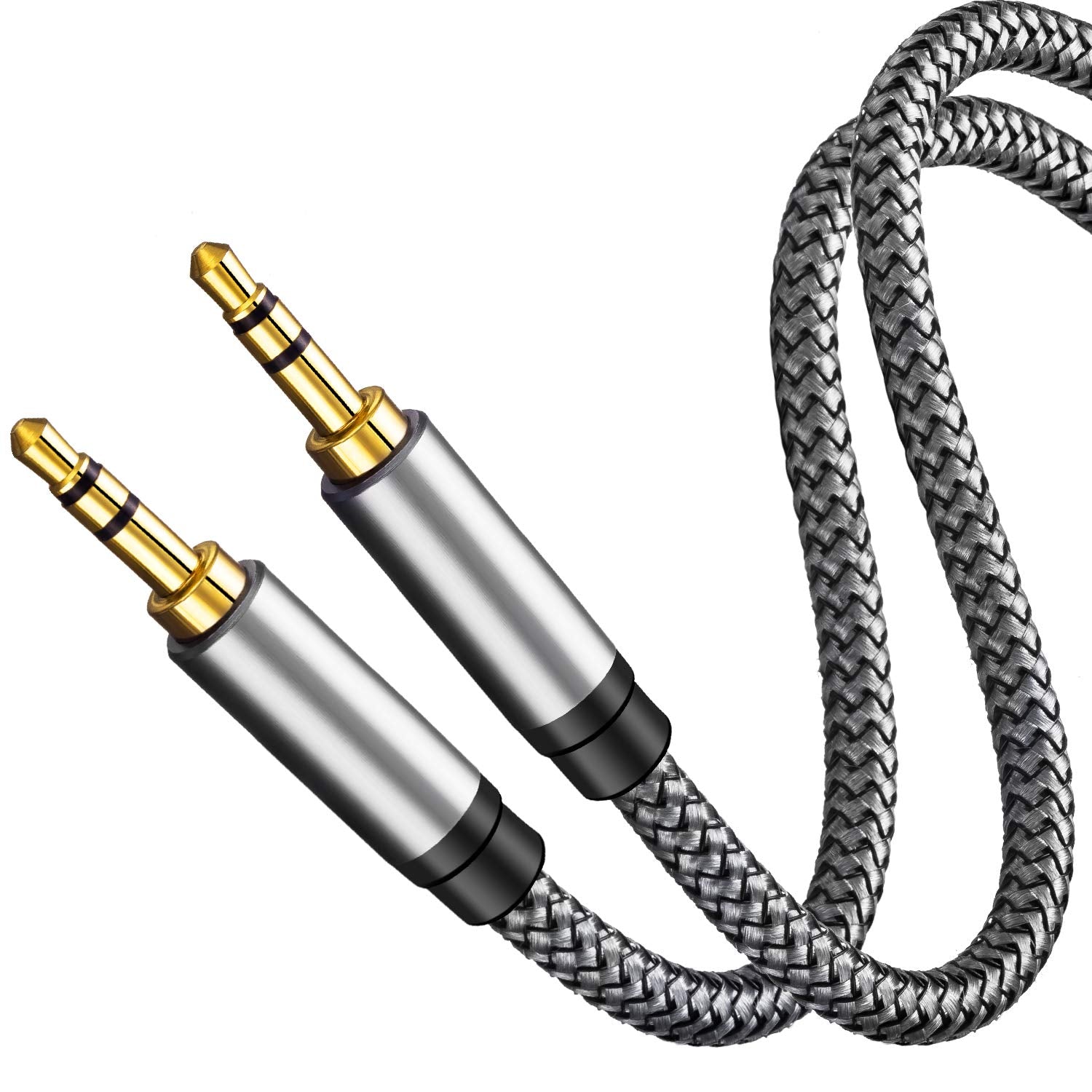Tan QY 3.5mm Nylon Braided Aux Cable 30Ft, Audio Auxiliary Input by Tan QY - Angle View 2