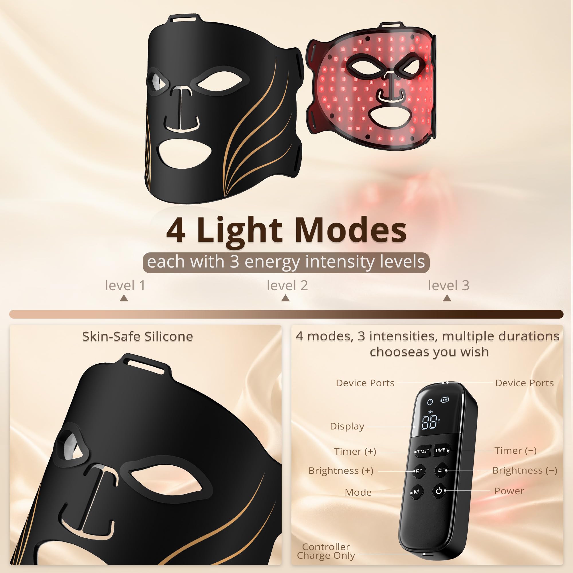 Red Light Therapy Mask for Face & Neck,4 Modes,850nm NIR - Aimilove Official Product View 5