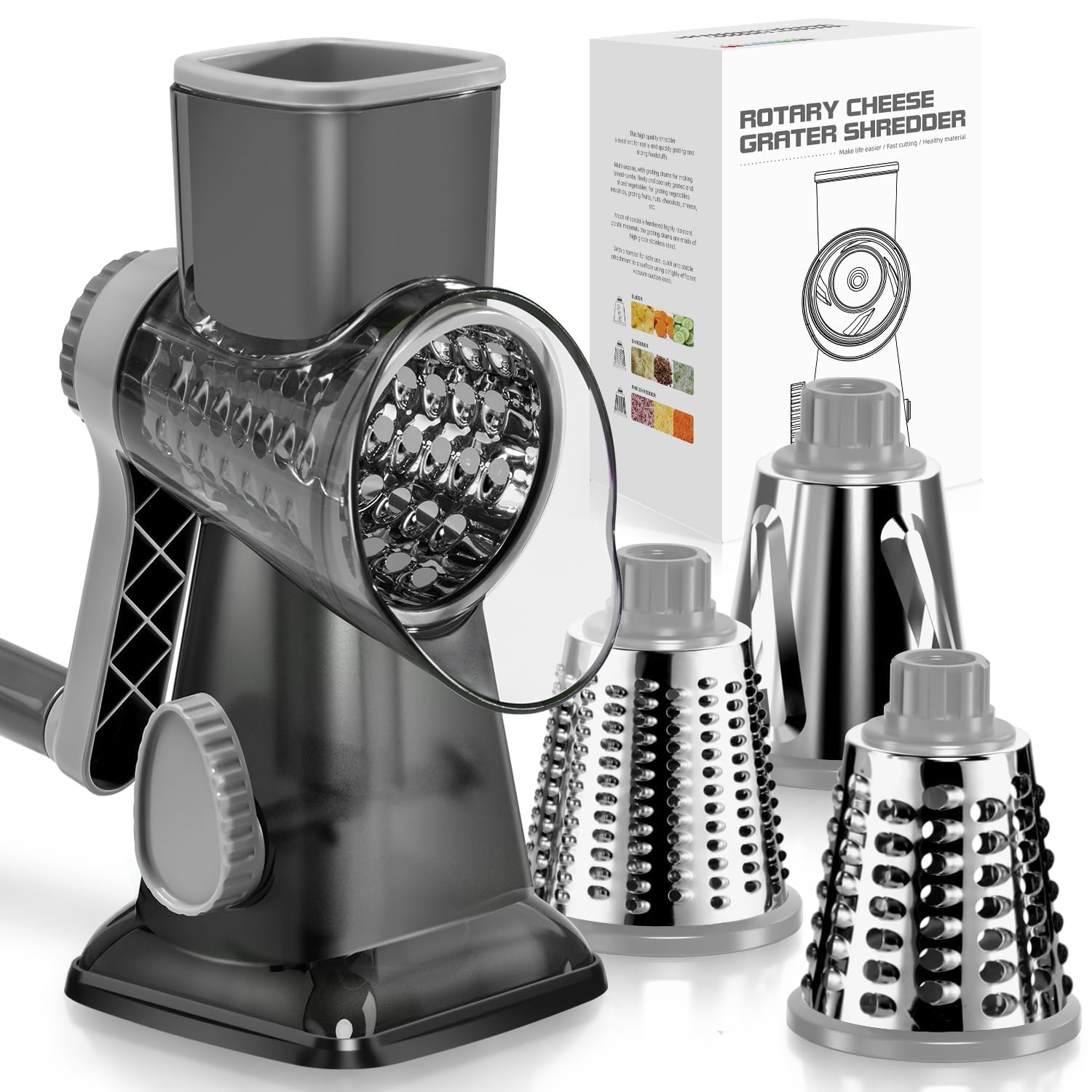 KEOUKE Rotary Cheese Grater Hand Crank Transparent - Shredder Sli - KEOUKE Official Product View 10