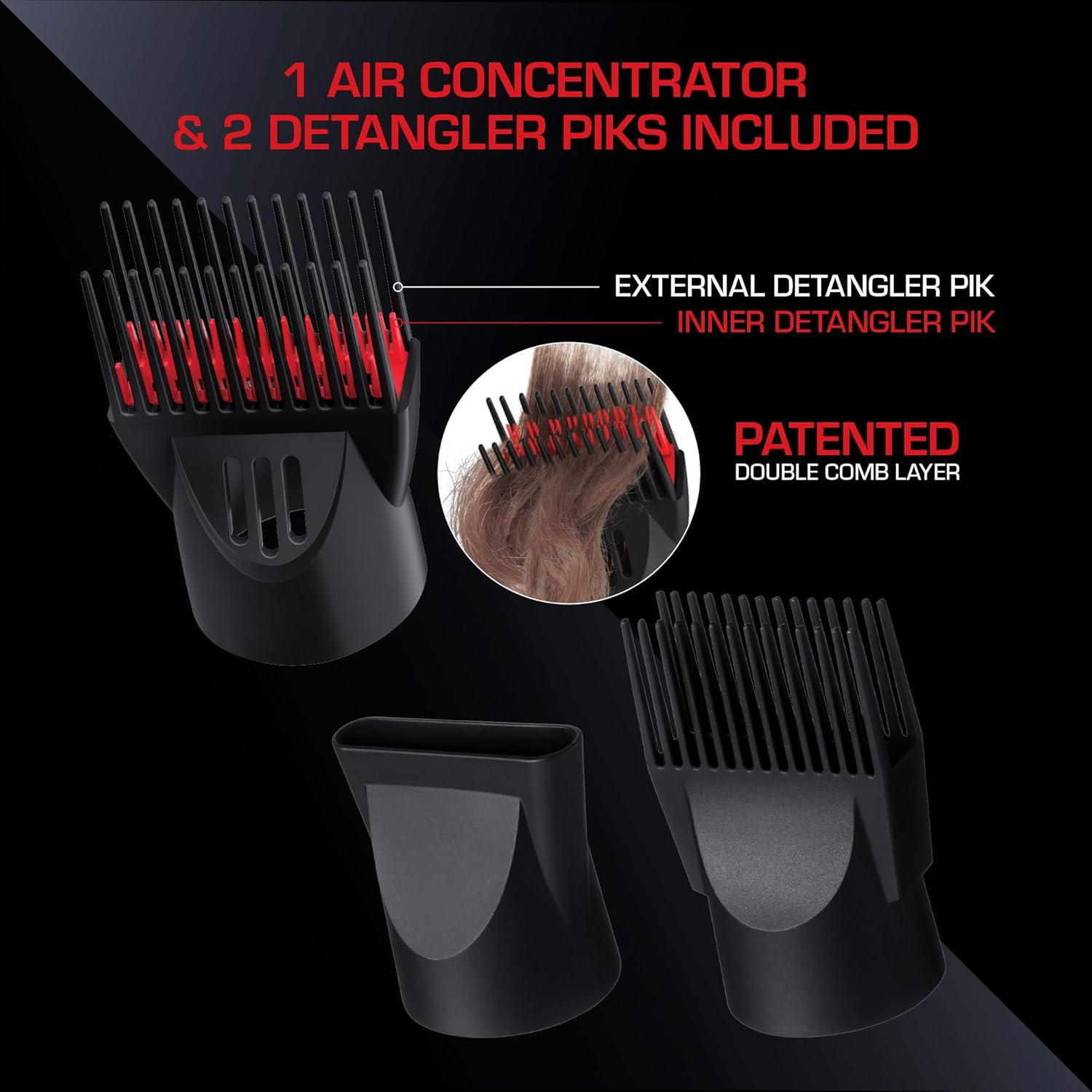 RED PRO 3200 Turbo Pro Detangler AC Hair Dryer with 3 heat and 2 speed settings, featuring a sleek design and ergonomic handle.